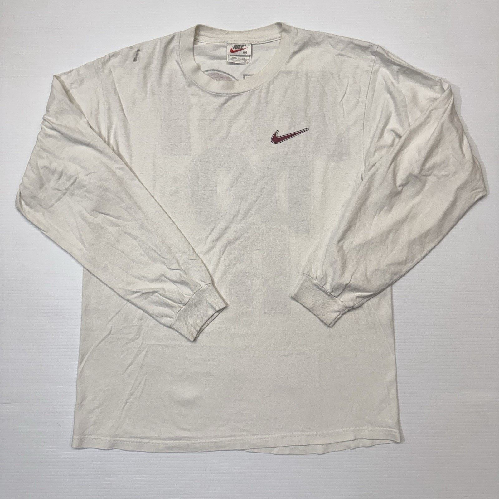 Nike Nike Vintage 90 White Long sleeve Shirt Swoosh Made USA Sz M Size US M / EU 48-50 / 2 - 2 Thumbnail