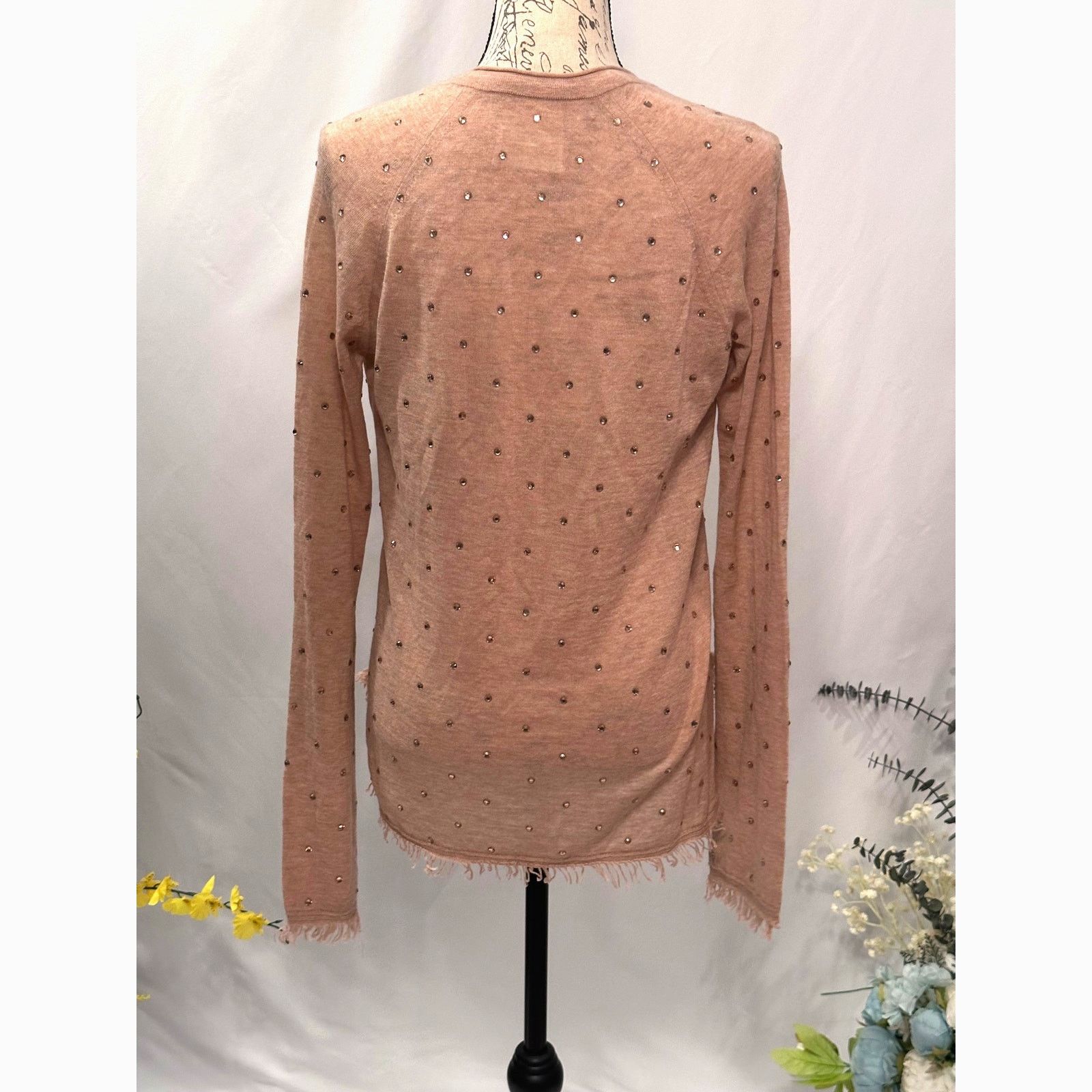 Zadig & Voltaire Zadig & Voltaire Riviera Rhinestone Cashmere Sweater Blush M Size M / US 6-8 / IT 42-44 - 17 Thumbnail
