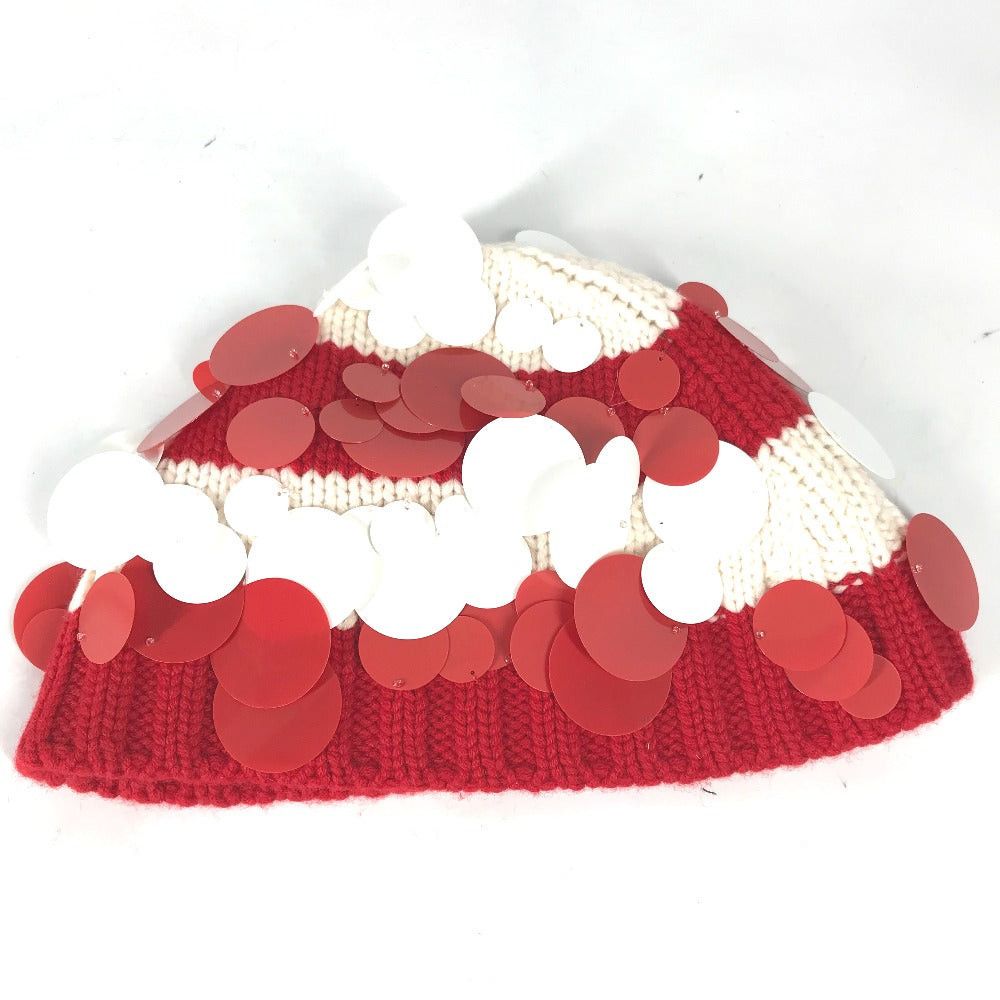 Prada Prada Sequin Knitted Hat Cashmere Women Red Size ONE SIZE - 1 Thumbnail
