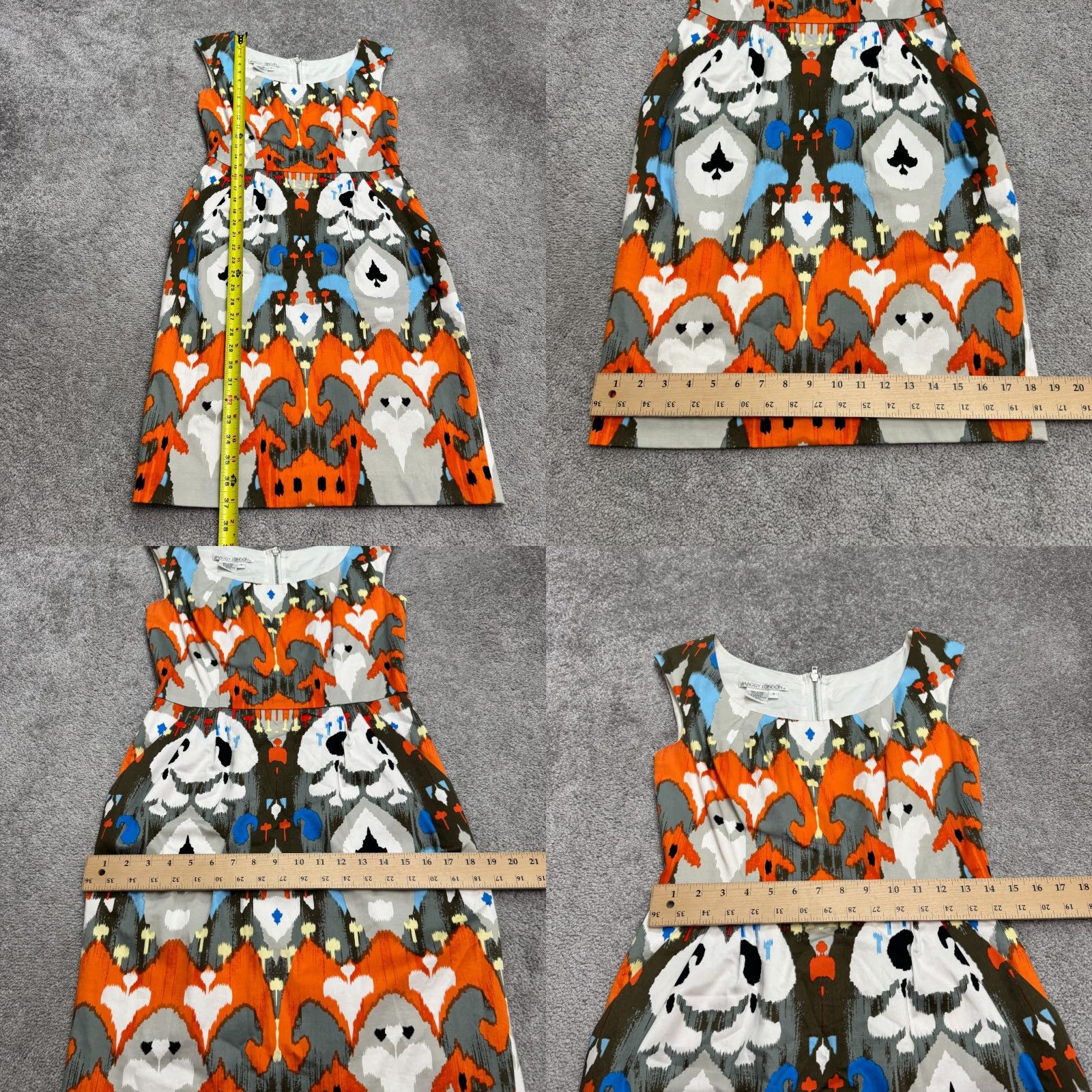 MAGGY LONDON Maggy London Abstract Sheath Dress Womens 6 Ikat Multicolor Knee Length Pockets Sleeveless Knit Cotton Blend Zip Size M / US 6-8 / IT 42-44 - 8 Thumbnail