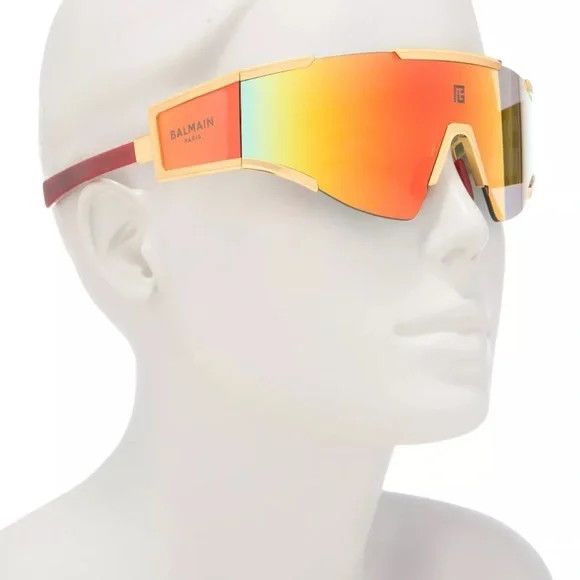 Balmain o1s1wg111225 Size:OS/Fleche mask Sunglasses in Orange Size ONE SIZE - 3 Thumbnail