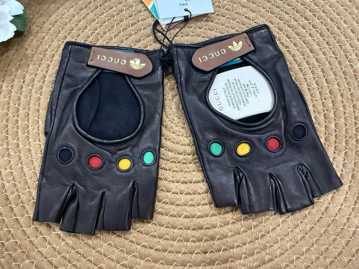 Gucci adidas x Gucci Fingerless Leather Gloves 'Black' Size ONE SIZE - 3 Thumbnail