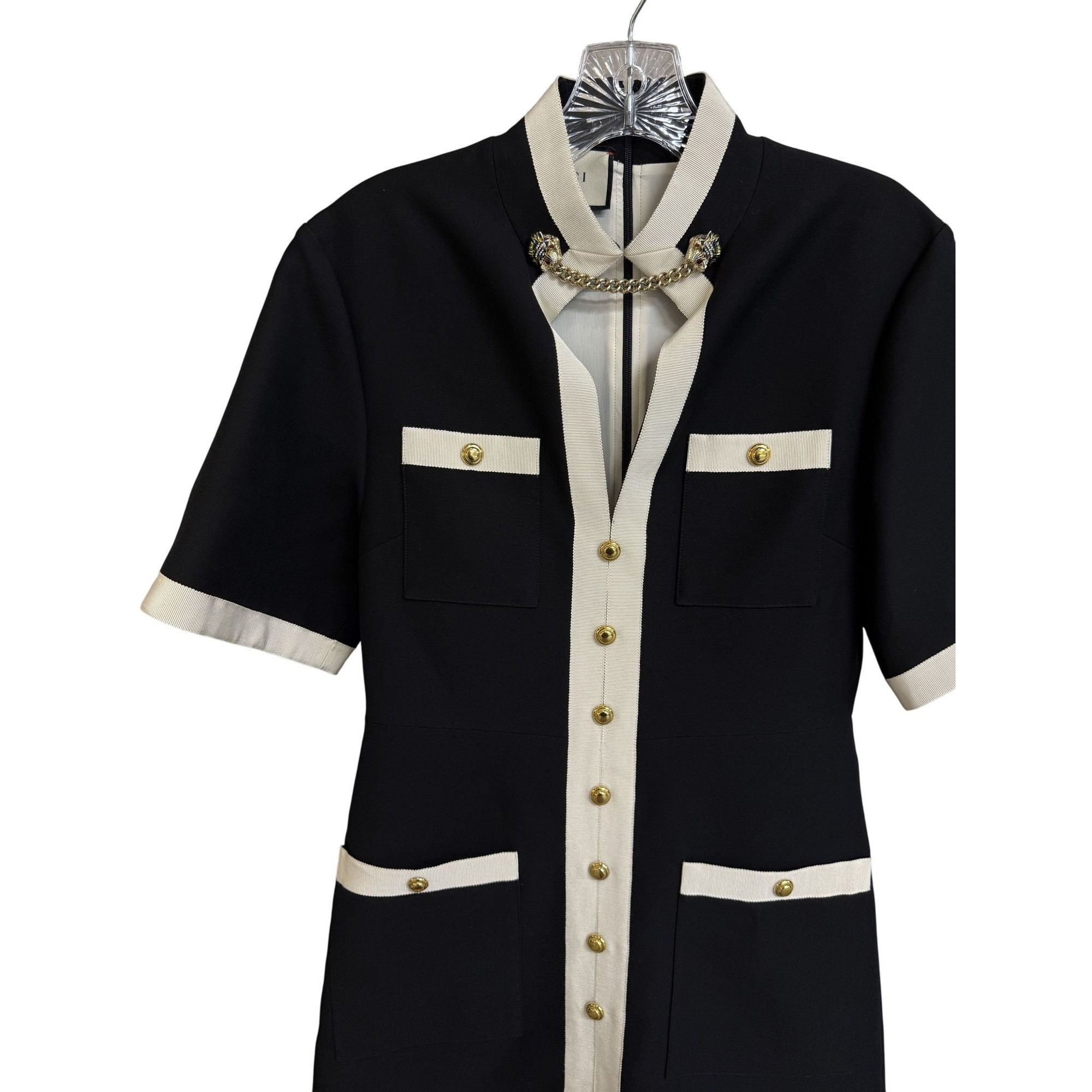 Gucci Gucci Womens Black & White Short-Sleeve Button-Up Blazer Dre Size S / US 4 / IT 40 - 6 Thumbnail