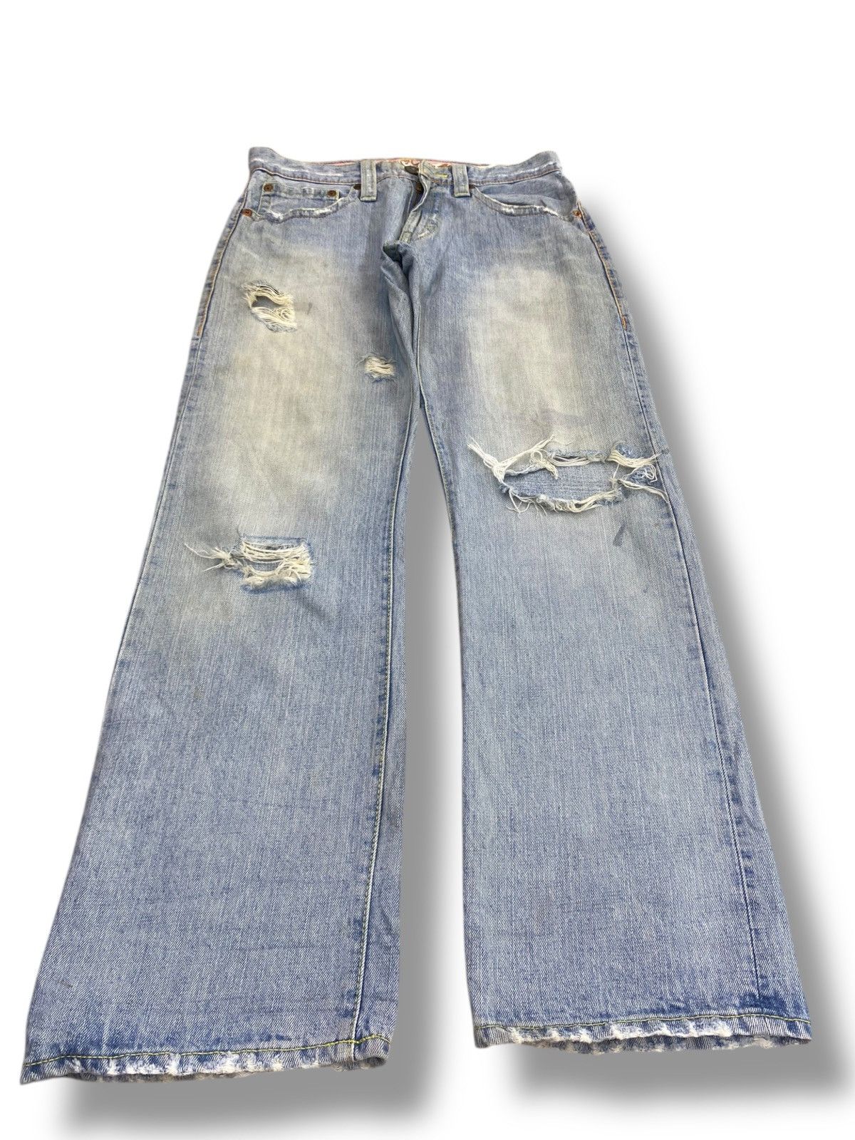 Japanese Brand Japanese Brand Acid Blue Wash Style Distressed Jeans Size US 32 / EU 48 - 1 Thumbnail