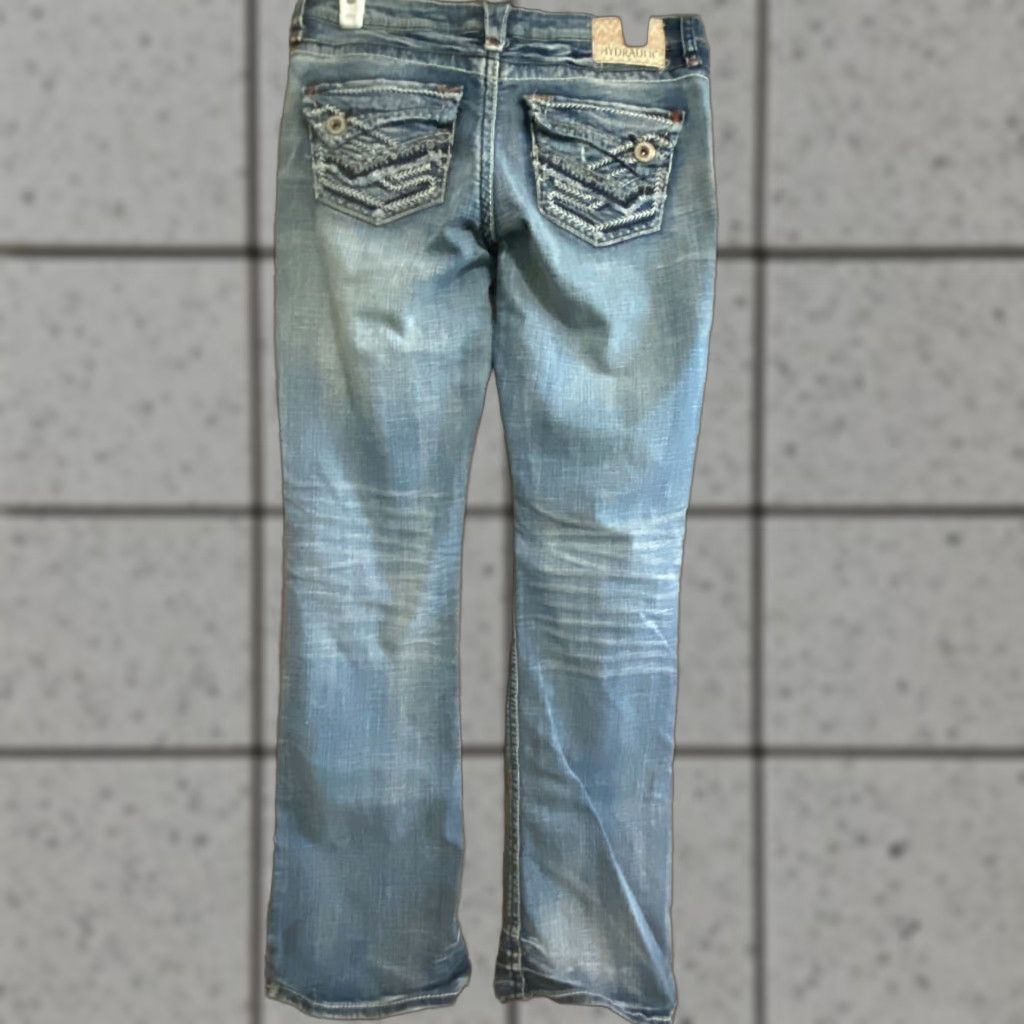 Vintage Womens Hydraulic Jeans Gramercy Original Slim Boot Studded Distress 5/6 Blue - 32in Inseam Womens Jeans Slim Bootcut HYDRAULIC Size 27" / US 4 / IT 40 - 1 Thumbnail