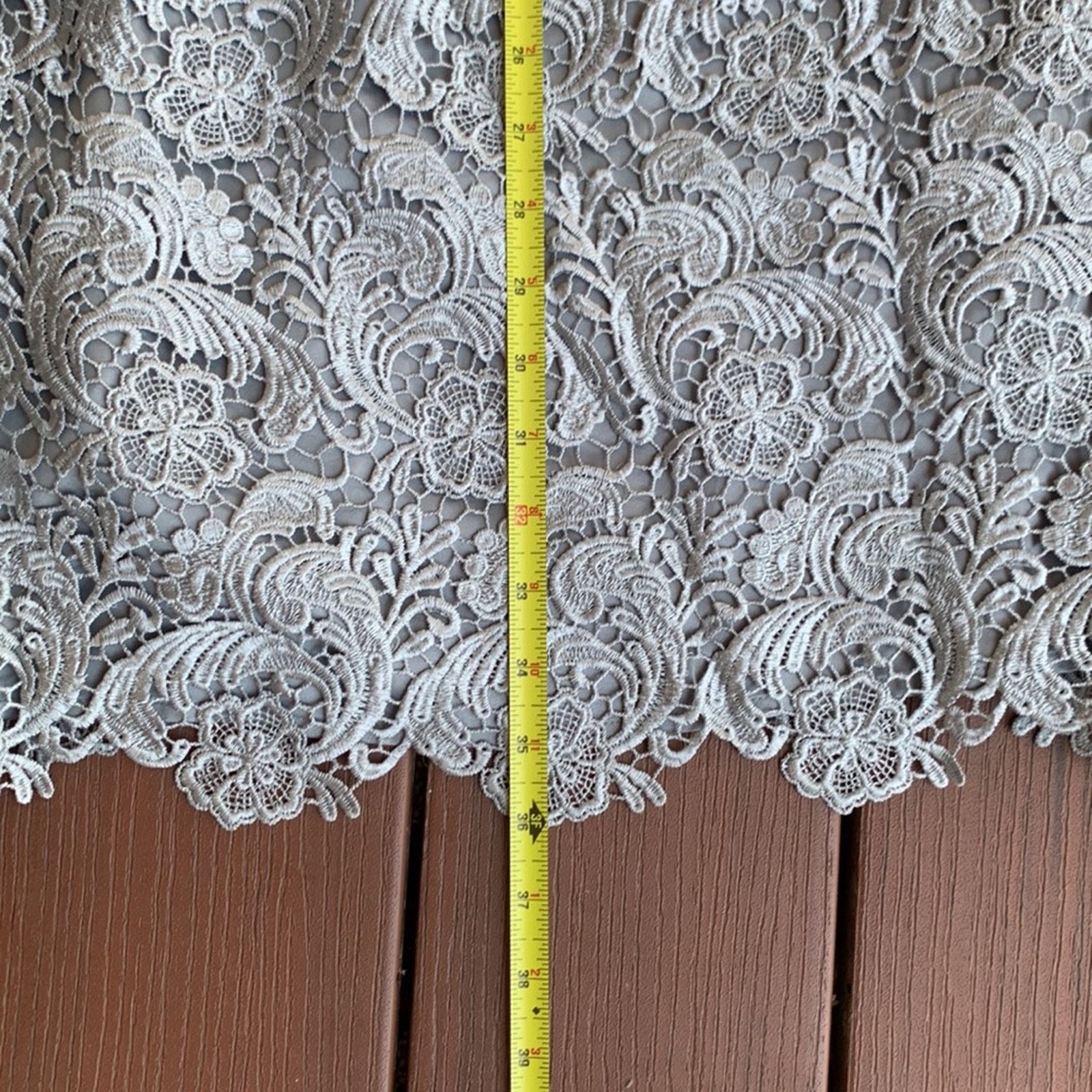 Vintage Eliza J. gray silver lace overlay 3/4 sleeves cocktail dress Size S / US 4 / IT 40 - 12 Thumbnail