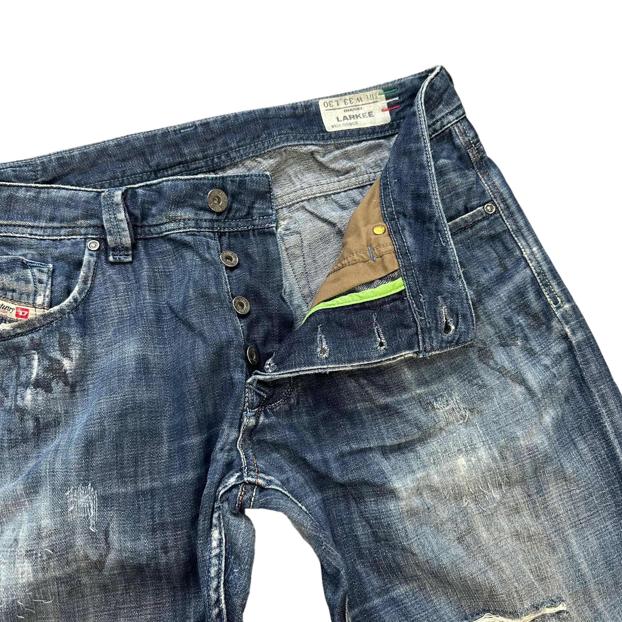 Diesel TRASHED🔥 DIESEL LARKEE FLY BUTTON DENIM PANTS #7618-158 Size US 35 - 6 Thumbnail