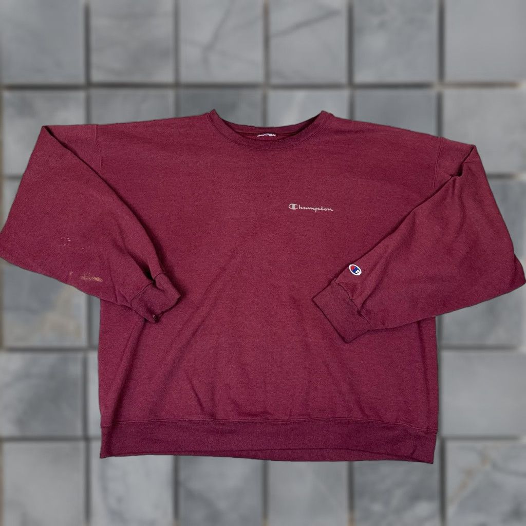 Champion VINTAGE Champion Sweatshirt Men XL Red Burgundy Distressed Crewneck Faded 90s Pullover Size US XL / EU 56 / 4 - 1 Thumbnail
