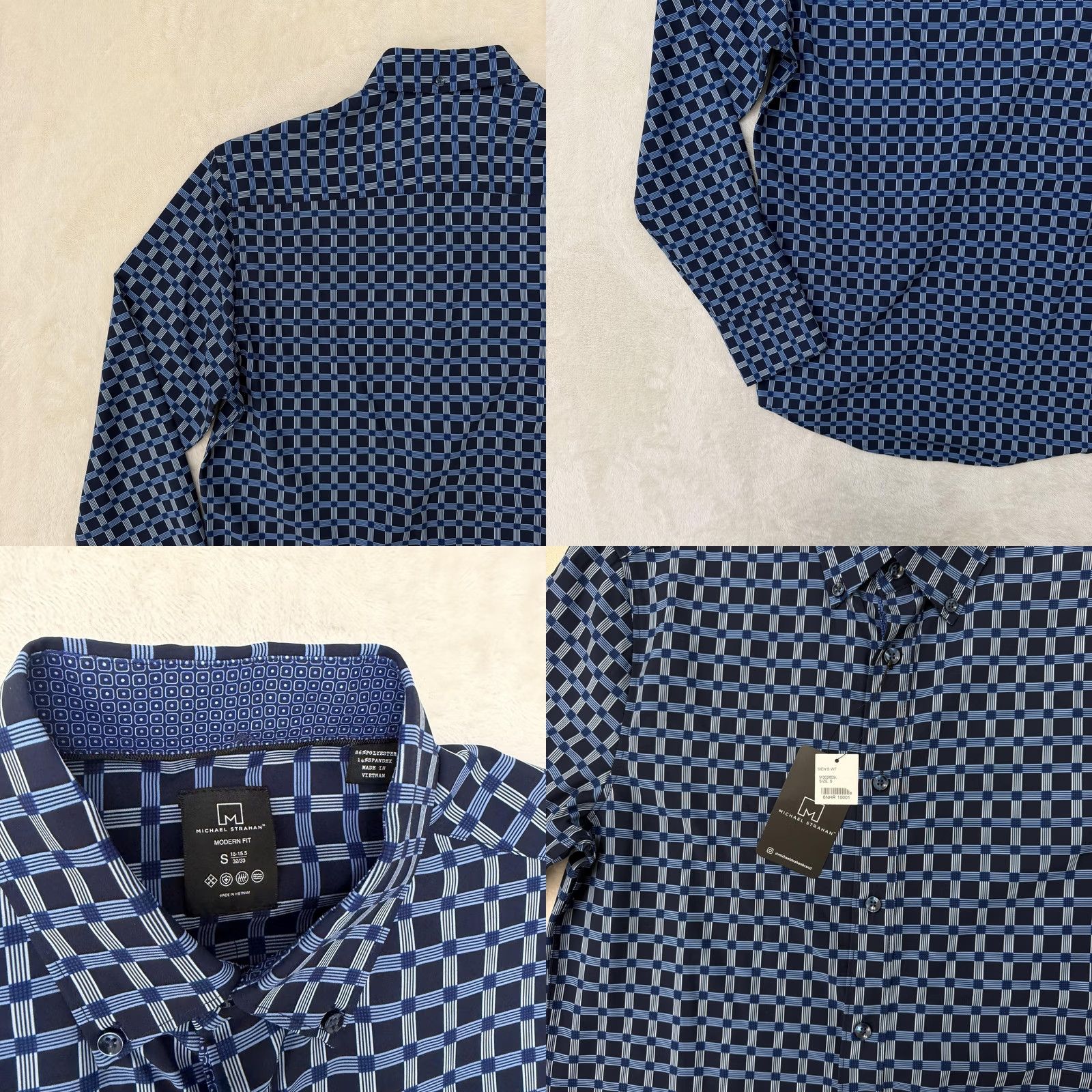 Vintage Michael Strahan Shirt Mens Small Blue Check Stretch Button Up Non Iron Size US S / EU 44-46 / 1 - 9 Thumbnail