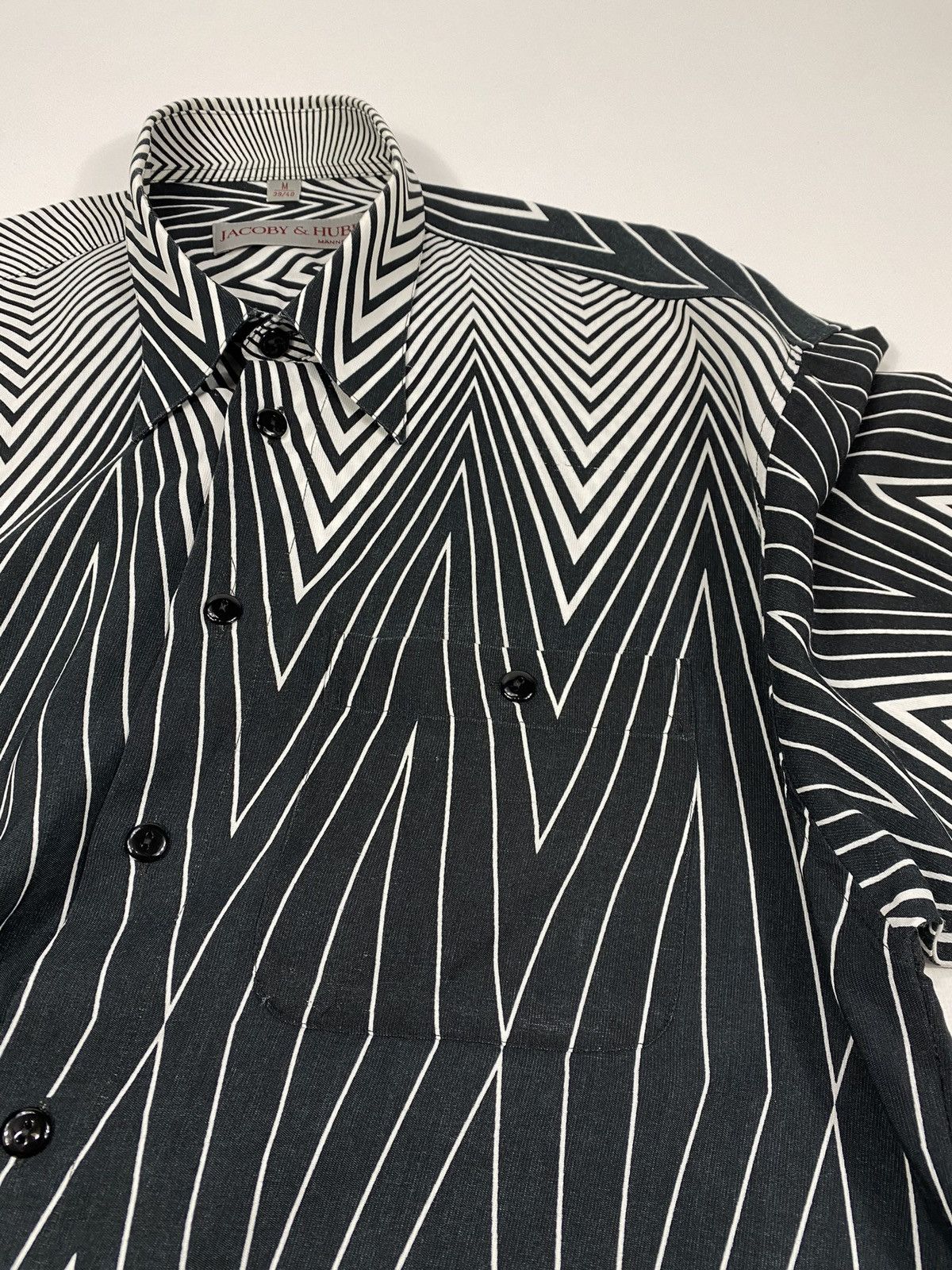 Vintage Y2K Black White Zig Zag Lines Basic Abstract Party Shirt Size US L / EU 52-54 / 3 - 5 Thumbnail