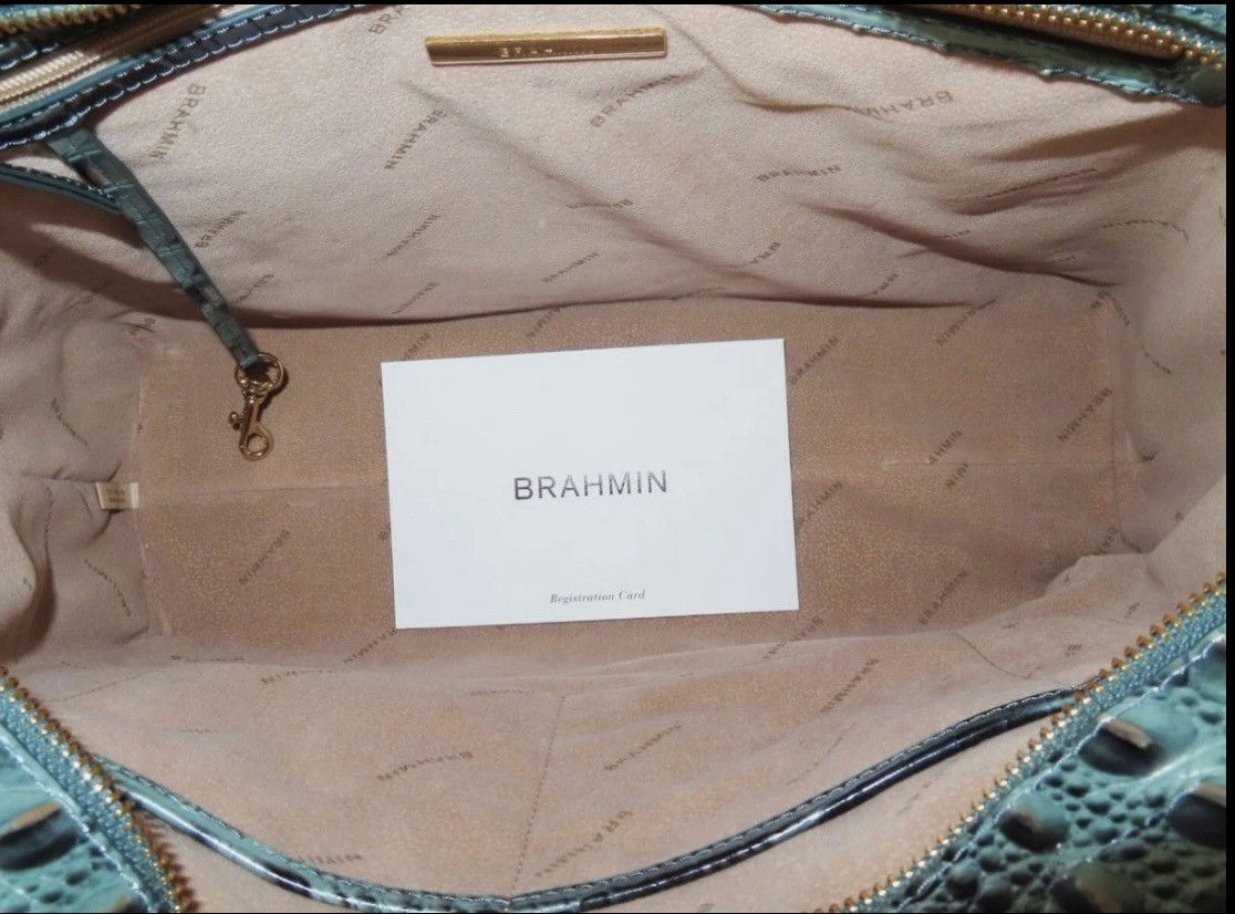 BRAHMIN Brahmin Ezra croc-embossed leather tote, dark green Size ONE SIZE - 5 Thumbnail