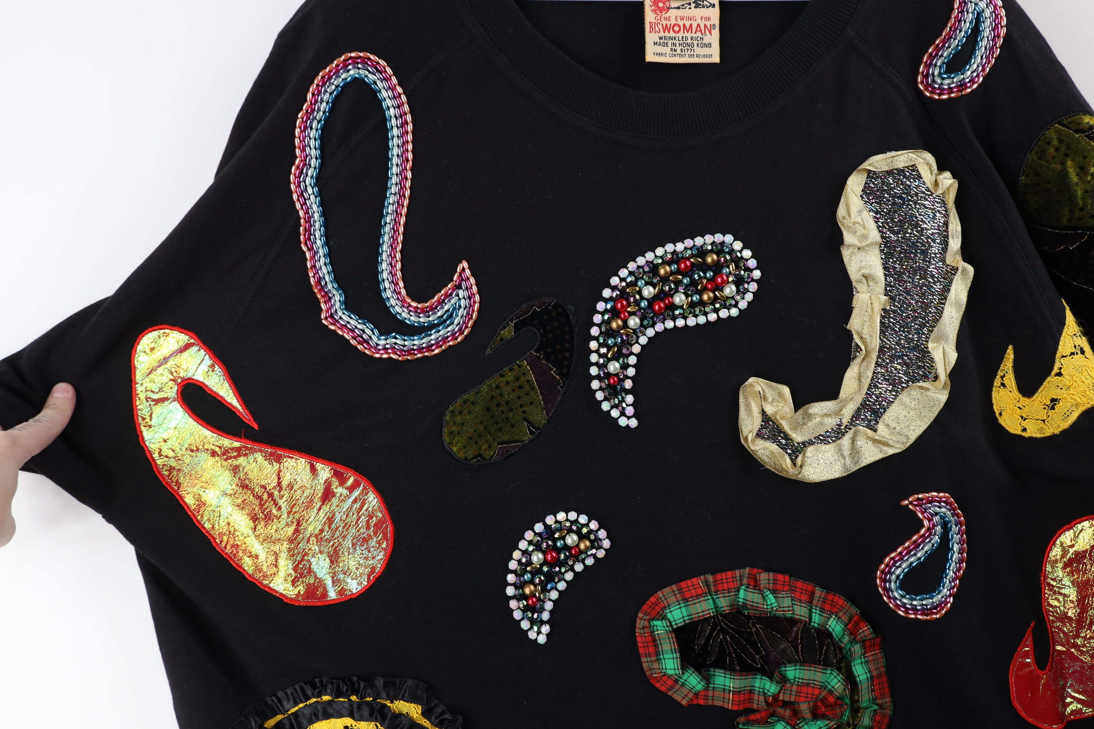 Vintage Vintage 90s Streetwear Patchwork Beaded Short Sleeve T-Shirt Size XL / US 12-14 / IT 48-50 - 7 Thumbnail