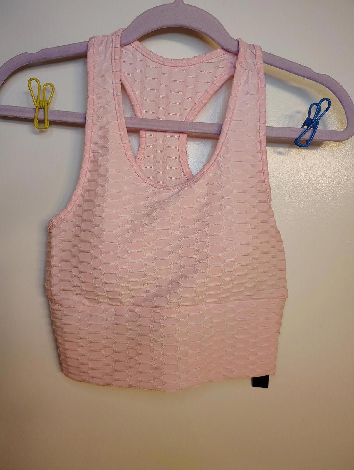 Designer Stylish Pink Crop Top sports bra Workout NWT size S M Size M / US 6-8 / IT 42-44 - 1 Thumbnail
