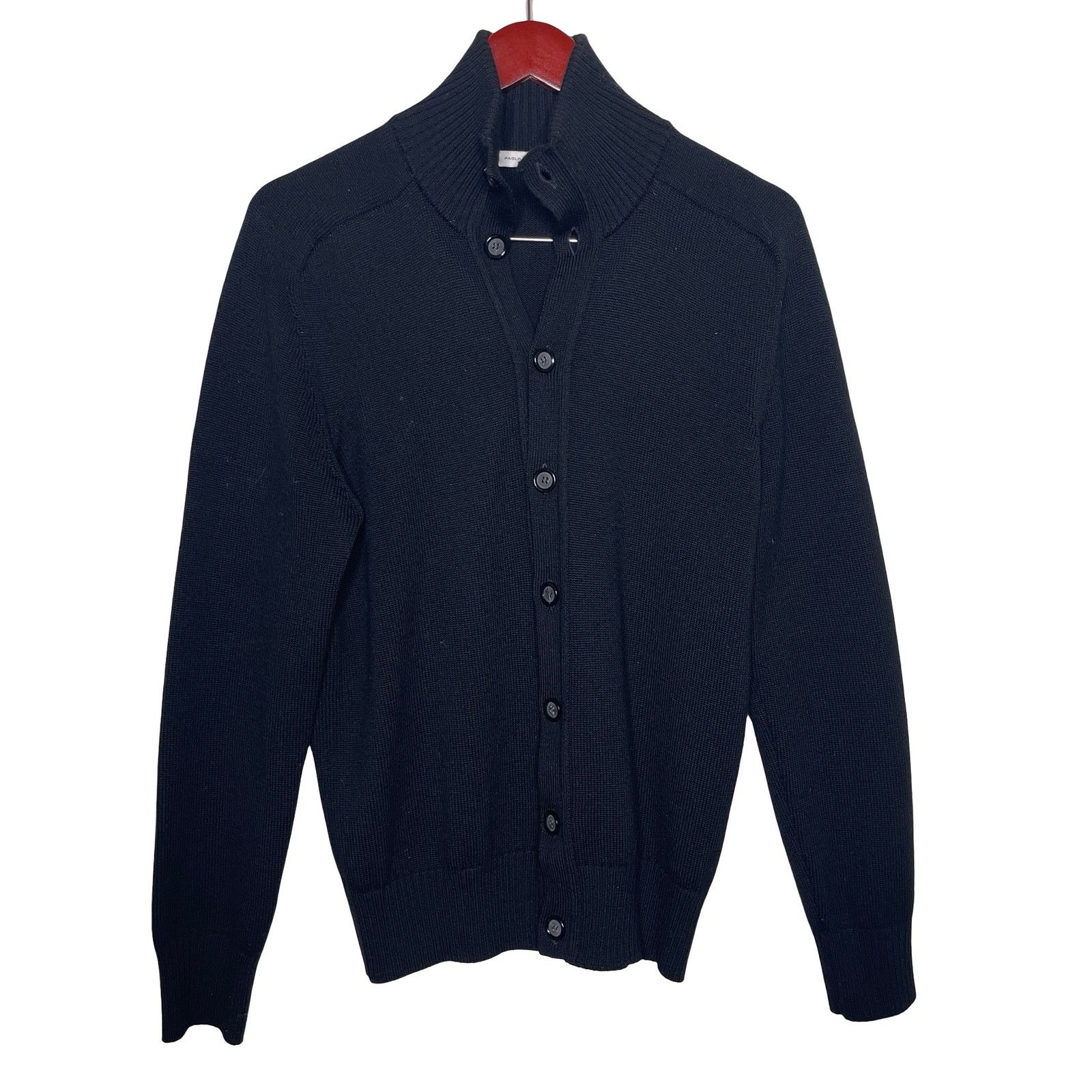Paolo Pecora Paolo Pecora wool high neck black cardigan sz M Size US M / EU 48-50 / 2 - 1 Thumbnail