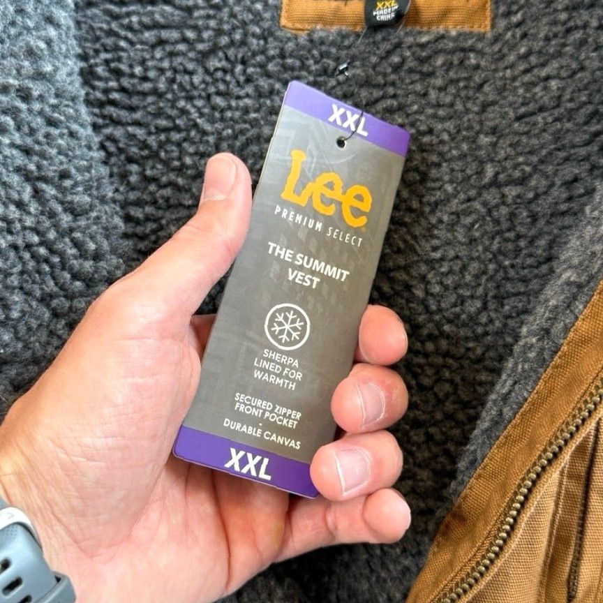 Lee VINTAGE? NWT Lee Vest Chore Cotton Zip 2XL Men Brown Solid Work Outdoors Autumn Winter Spring Fall Lined Sherpa Canvas Vest Size US XXL / EU 58 / 5 - 5 Thumbnail