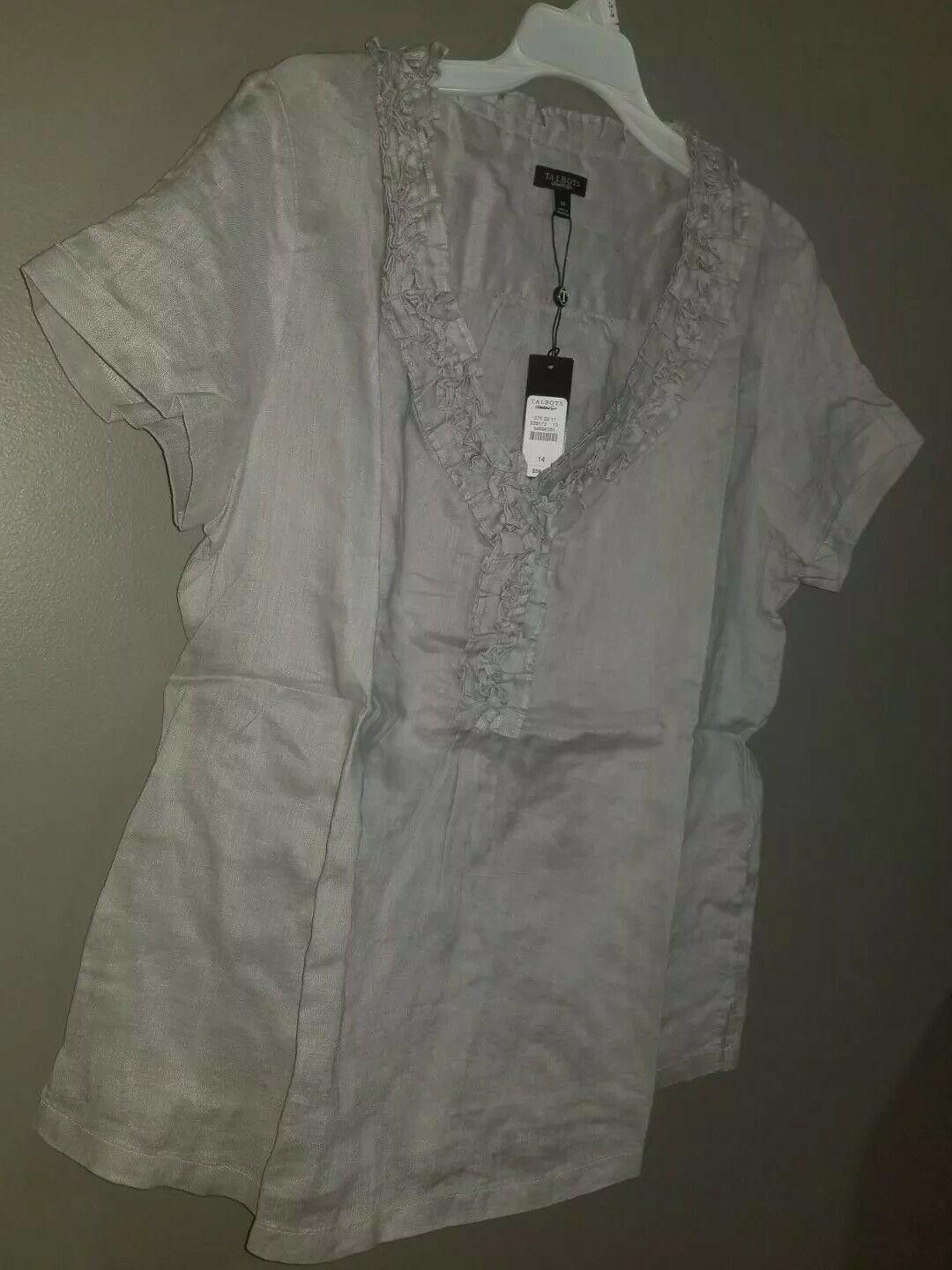 Designer NWT Talbots Ruffled Short Sleeve Shirt Size 14 Size XL / US 12-14 / IT 48-50 - 3 Thumbnail