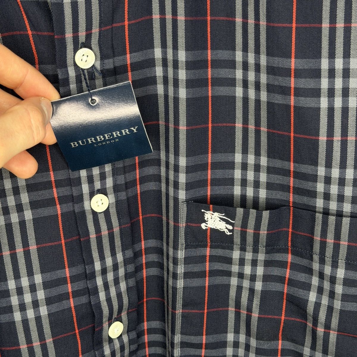 Burberry Burberry Nova Check Navy Checkered Shirt Button Up BRAND NEW Size US L / EU 52-54 / 3 - 7 Thumbnail