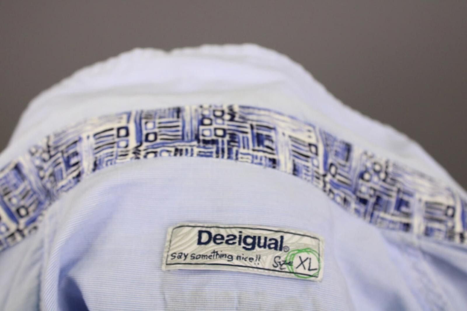 Desigual Desigual Regular Fit Blue Big Embroidered Logo Shirt XL Size US XL / EU 56 / 4 - 11 Thumbnail