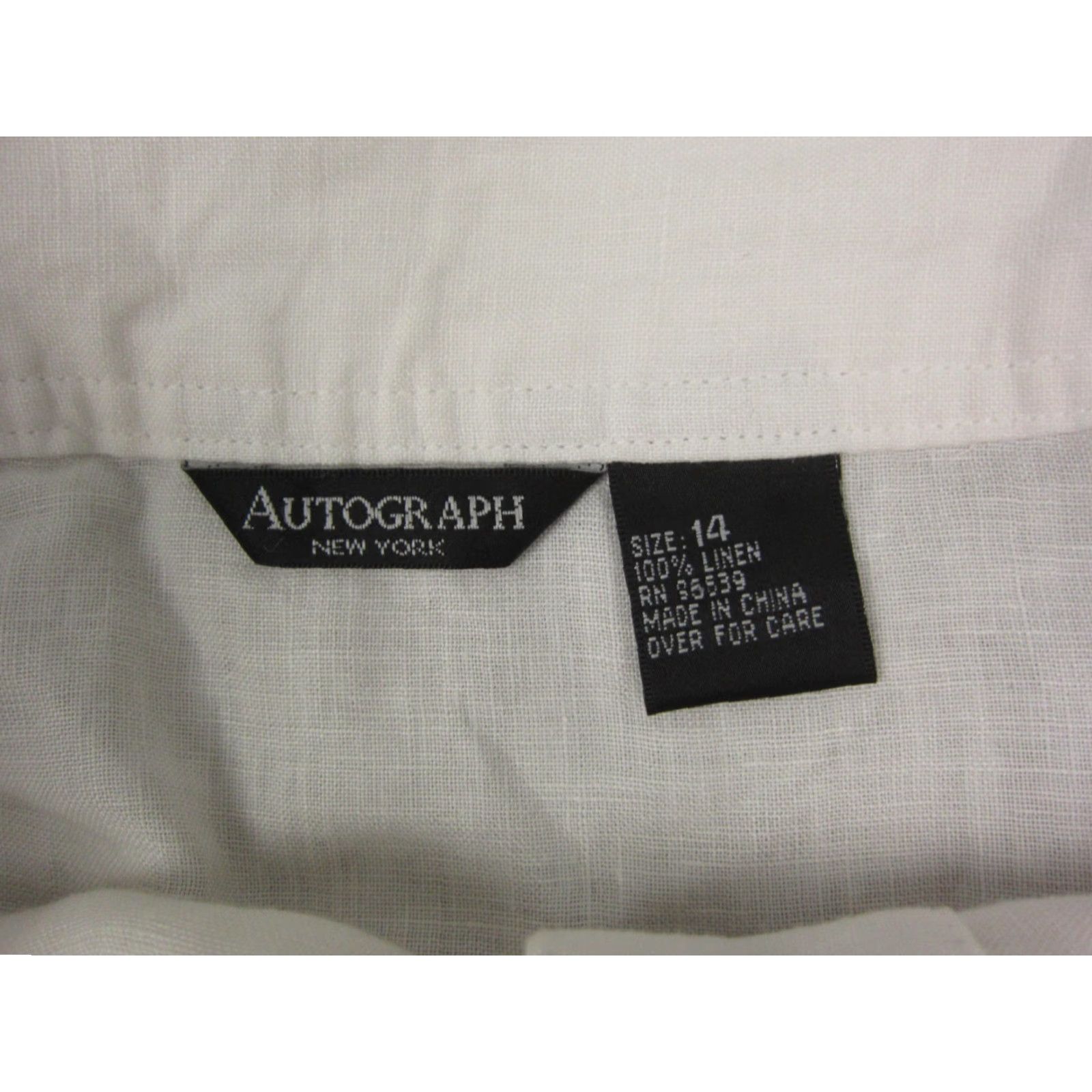 Vintage VINTAGE Autograph Skirt Womens 14 White Linen Button Front Pockets 90s City Knee Length A-Line Casual Summer Womens Size 36" / US 14 / IT 50 - 3 Thumbnail