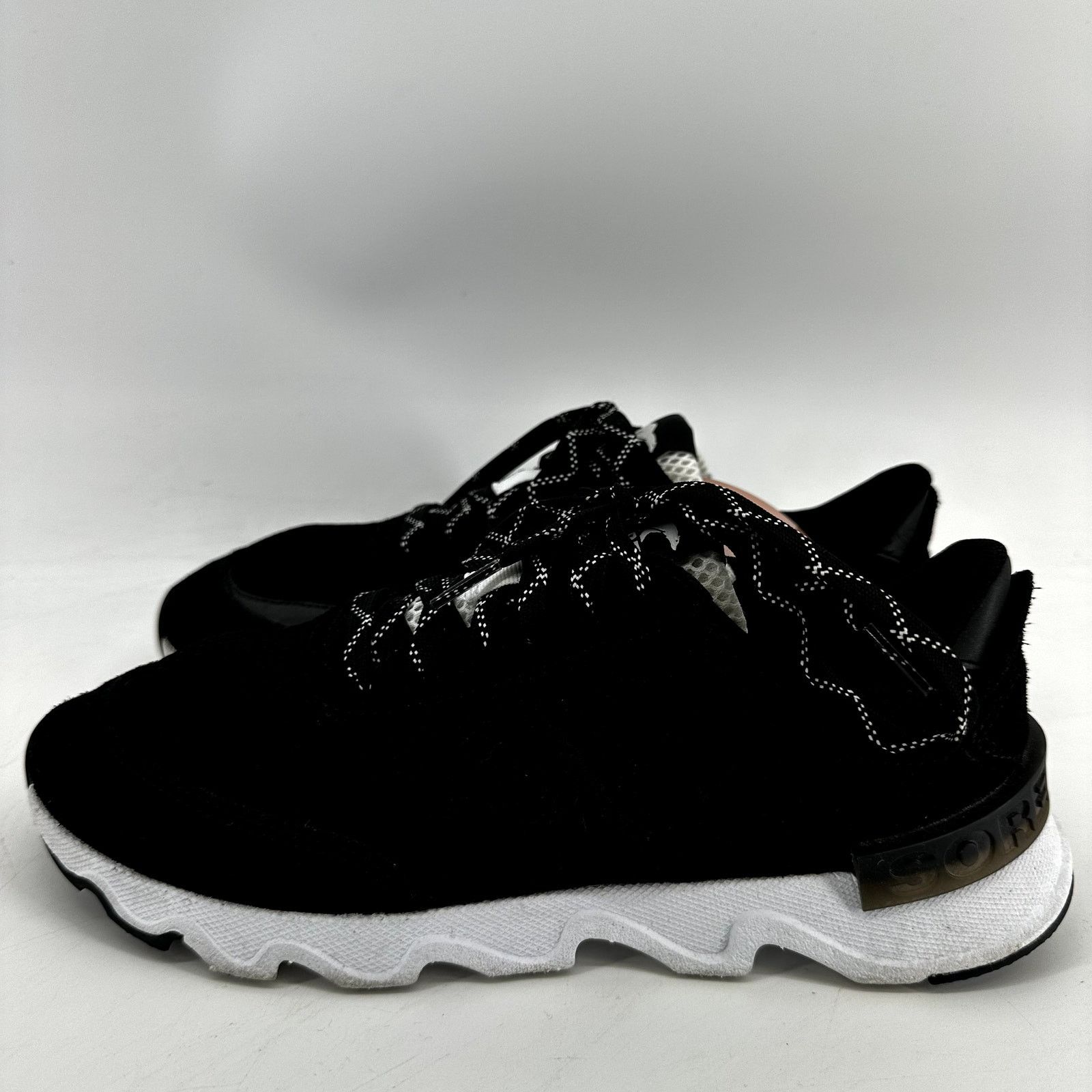Sorel Kinetic Lite Lace Sneaker Suede Mesh Lace Up Black 8.5