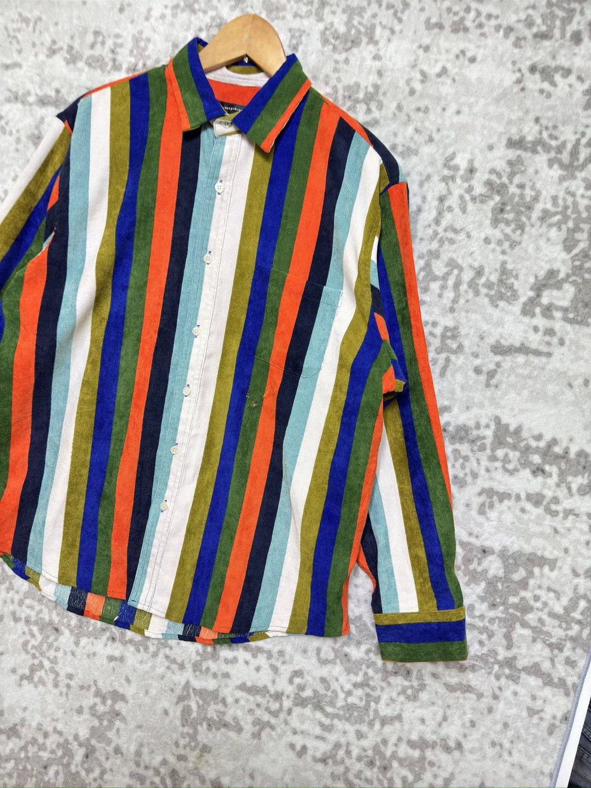 Japanese Brand Temptation Stripe Colour way Pattern Button Up Long Sleeve Size US XL / EU 56 / 4 - 4 Thumbnail