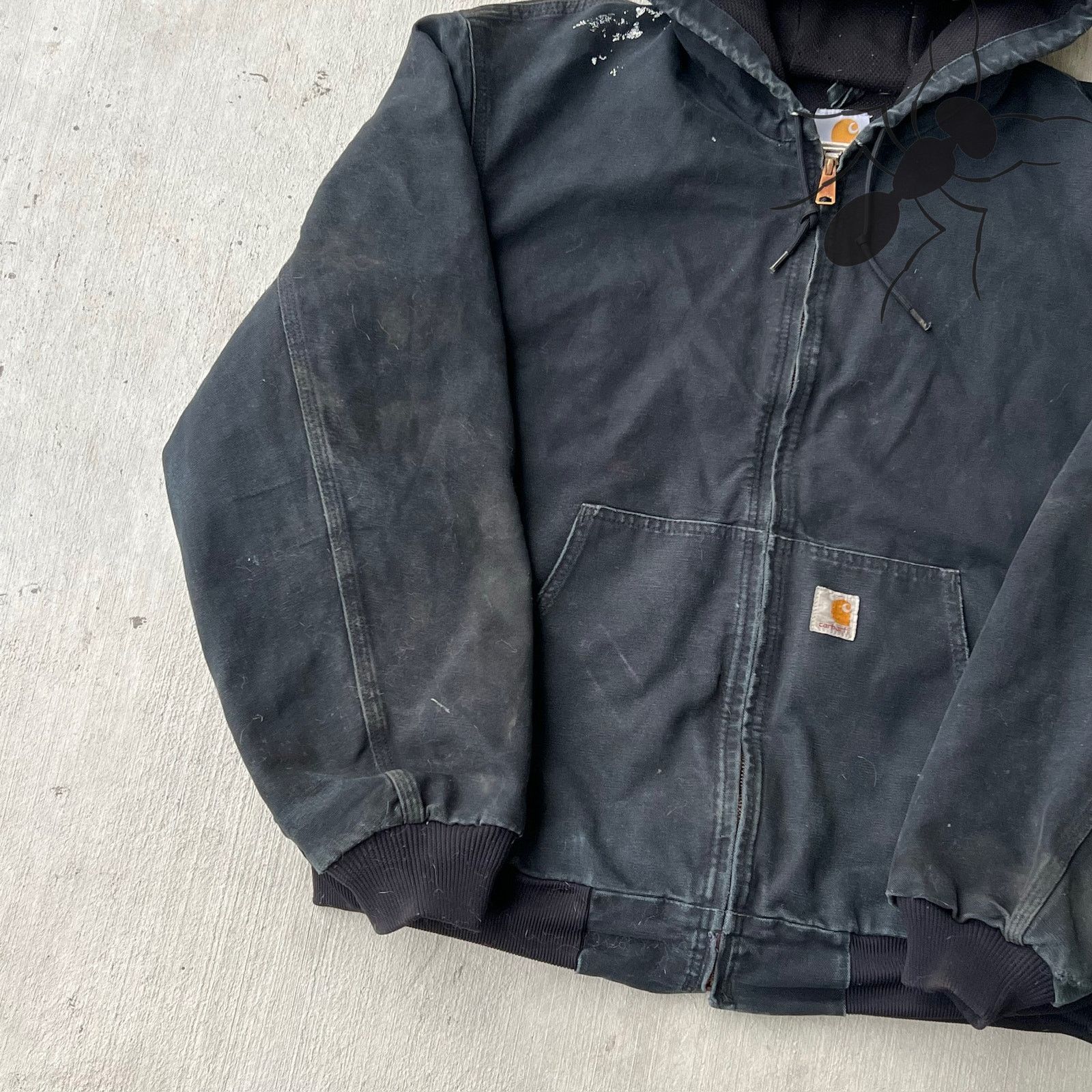 Carhartt × Vintage Carhartt J131 BLK faded black hooded work wear jacket Size US XL / EU 56 / 4 - 3 Thumbnail