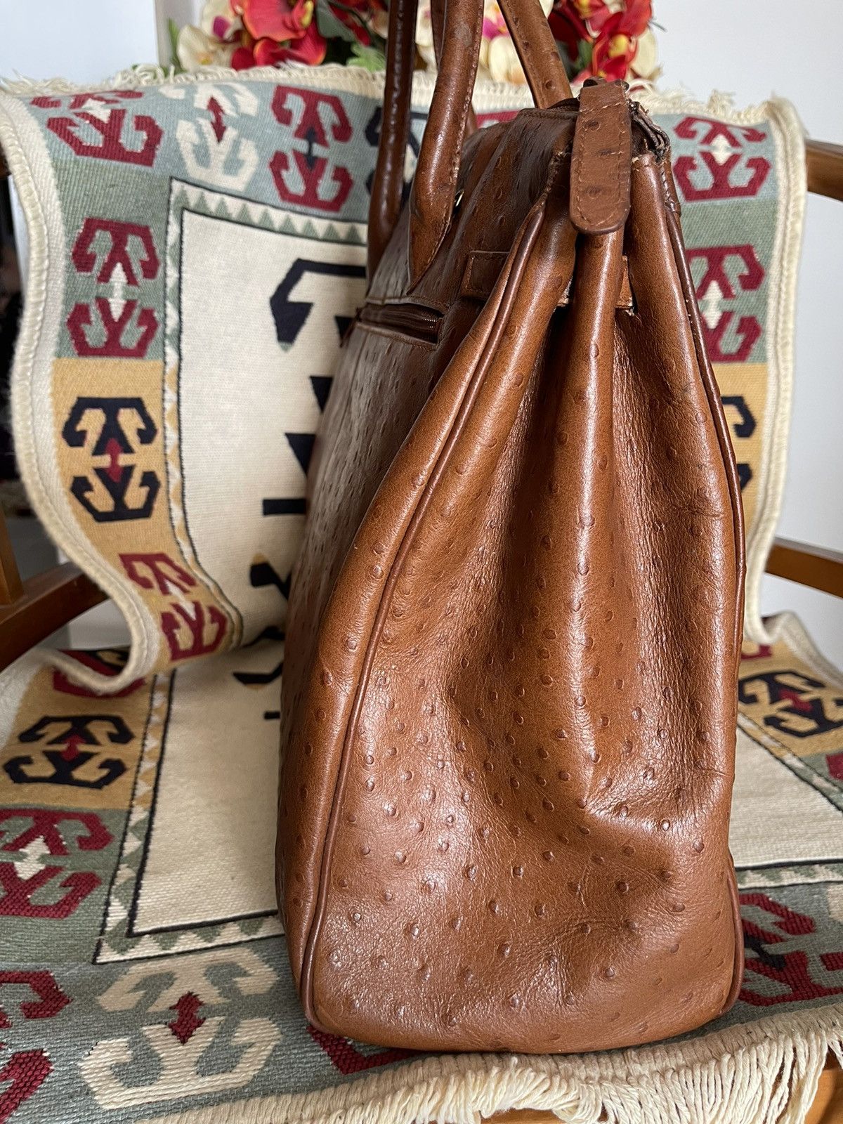 Handmade × Japanese Brand OSTRICH LEATHER BIRKIN PATINA BAG Size ONE SIZE - 7 Thumbnail