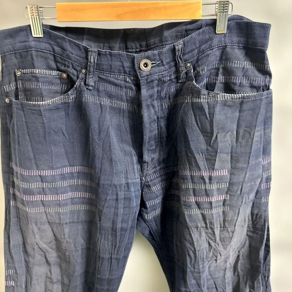 Issey Miyake ISSEY MIYAKE Pants Men XL Navy Cotton Wrinkle-Processed Used Size US 36 / EU 52 - 2 Thumbnail