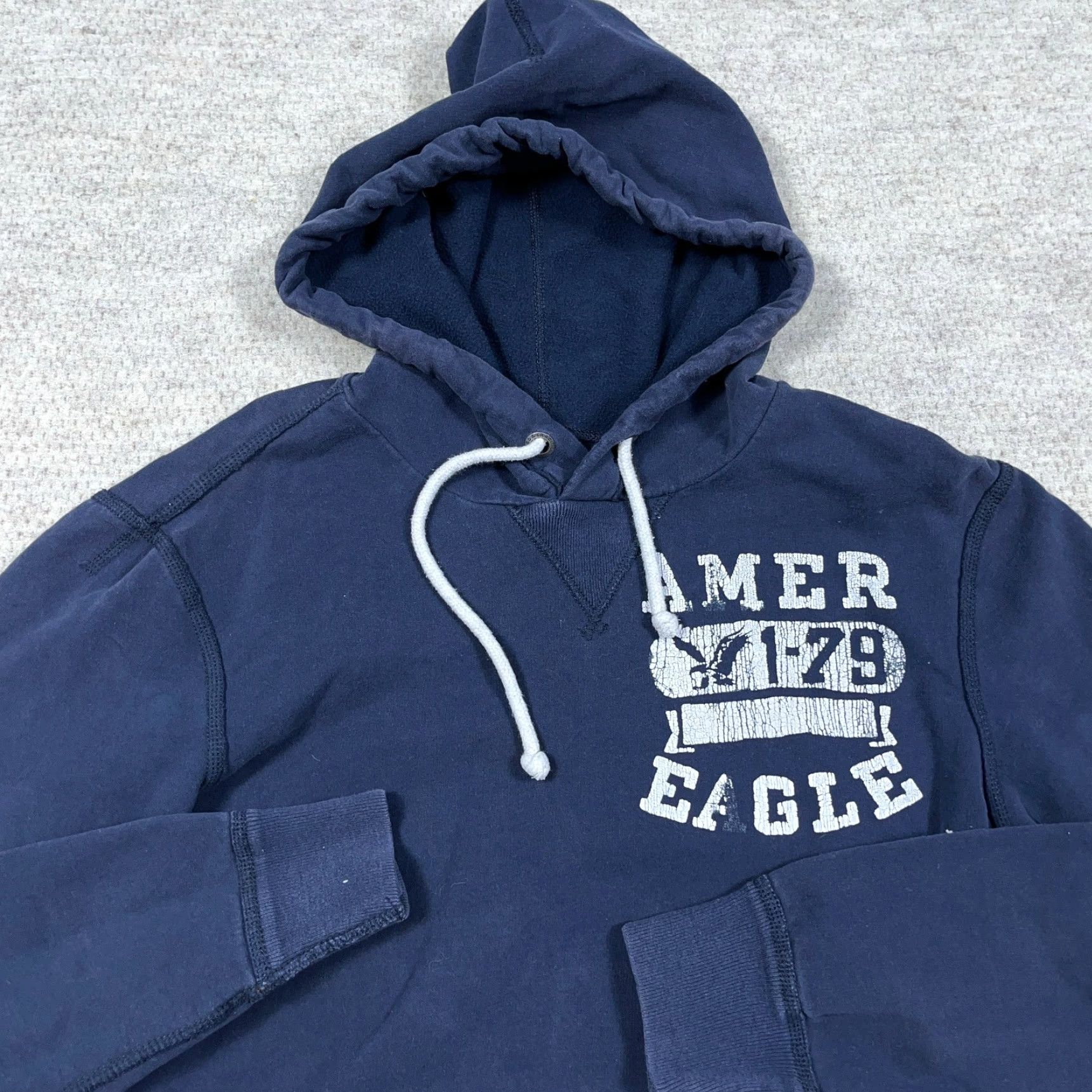 American Eagle Outfitters VINTAGE American Eagle Outfitters Hoodie Men L Navy Blue Sweatshirt Spellout 2000s Size US L / EU 52-54 / 3 - 3 Thumbnail
