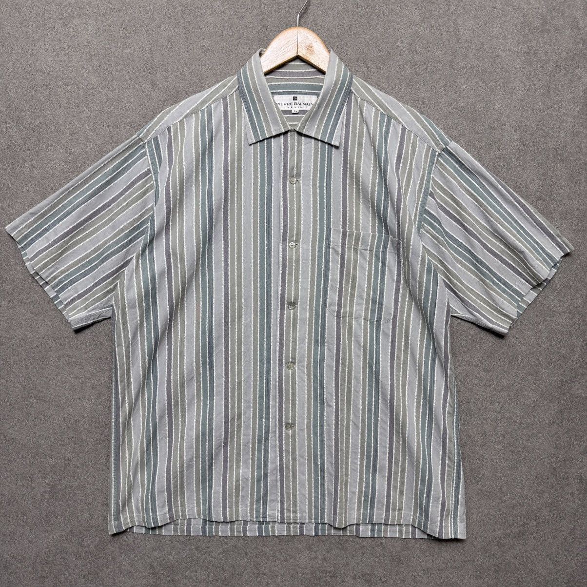 Balmain Pierre Balmain Open Collar Relaxed Fit Multicolor Striped Size US L / EU 52-54 / 3 - 4 Thumbnail