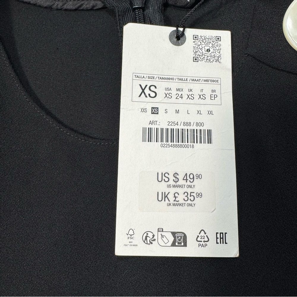 Zara NWT New Zara Black Shoulder Button Blouse Size XS Size XS / US 0-2 / IT 36-38 - 8 Thumbnail