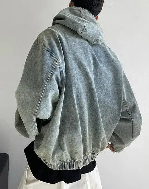 VIBE Outdoor retro fashion oversized washed denim hoodie Size US XL / EU 56 / 4 - 5 Thumbnail