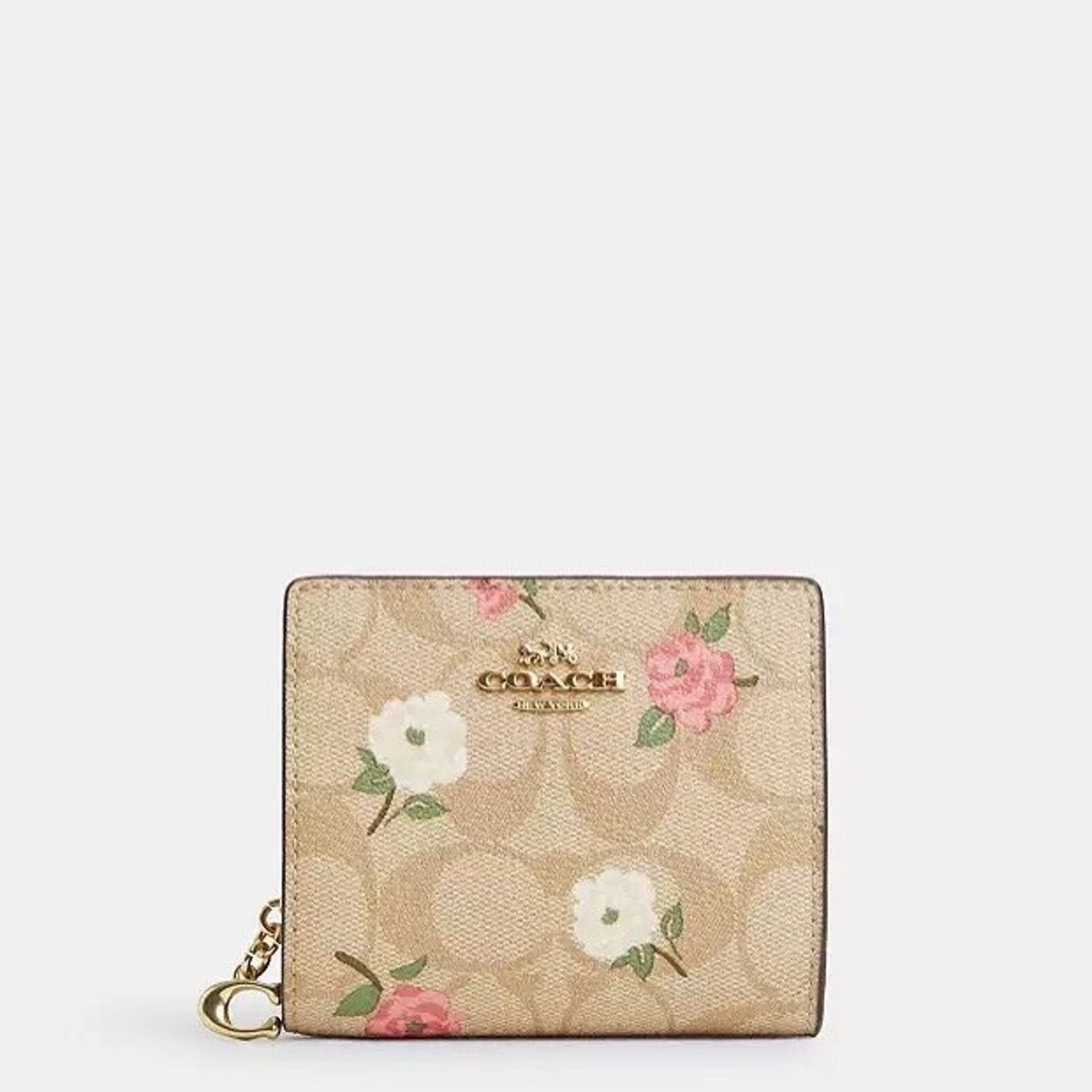 Coach NWT Coach CR969 Snap Wallet Floral Gold/Light Khaki Chalk Size ONE SIZE - 5 Thumbnail