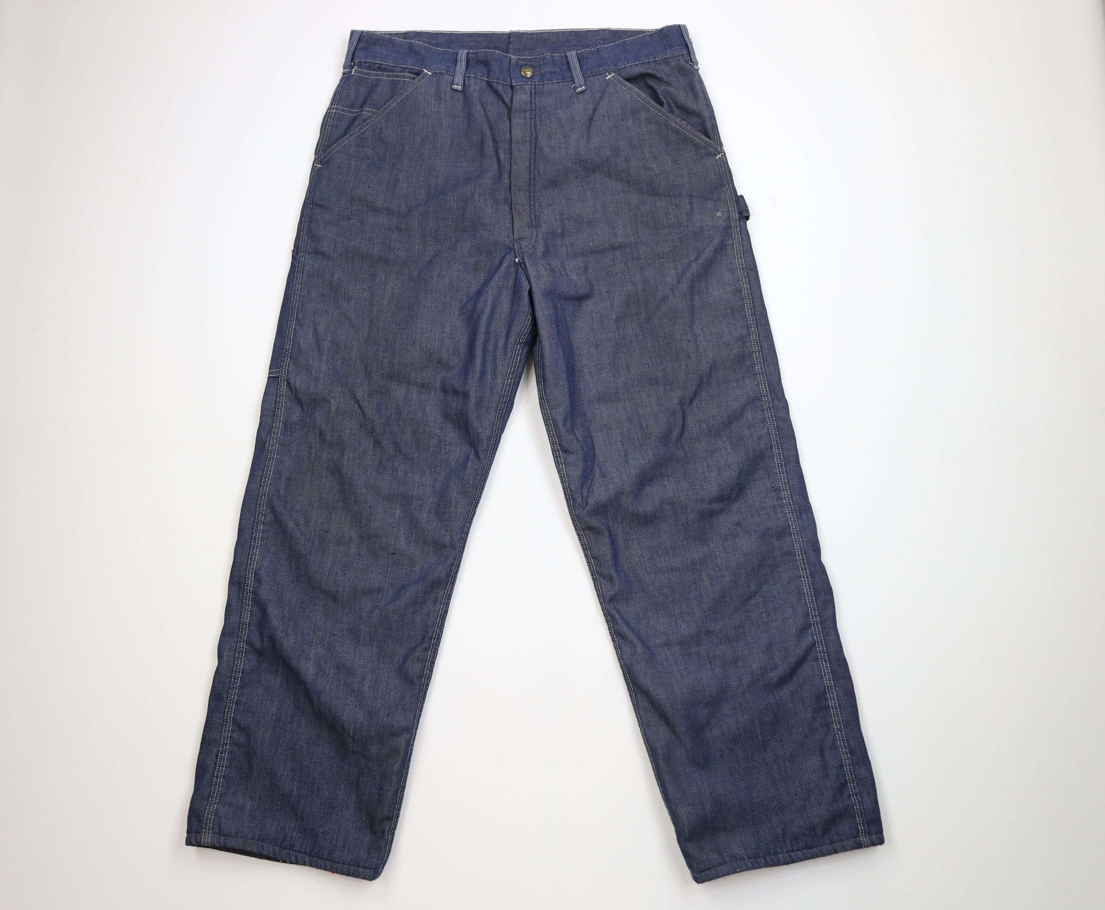 Vintage Vintage 60s 70s Streetwear Quilt Lined Wide Leg Jeans Size US 36 / EU 52 - 2 Thumbnail