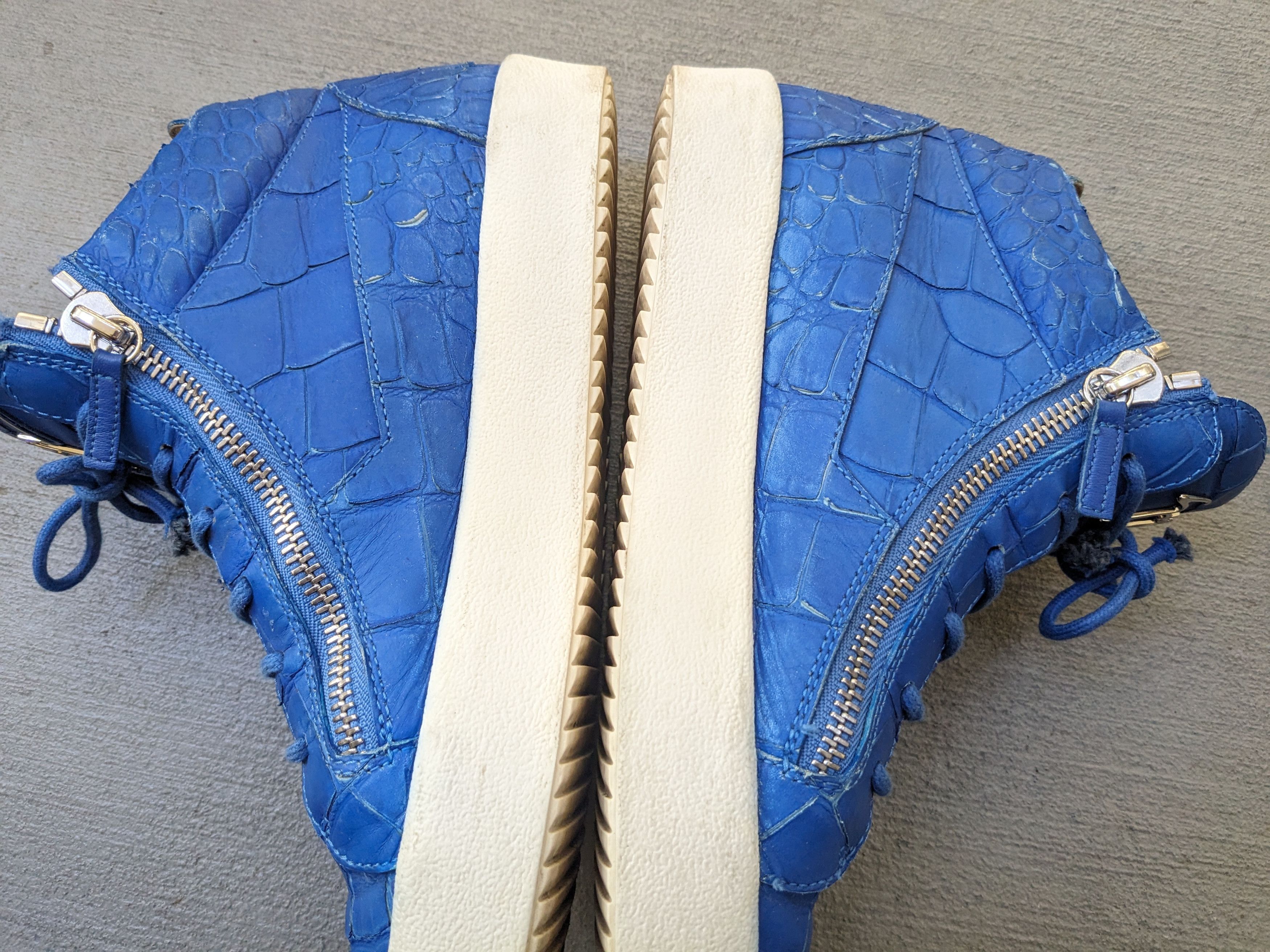 Designer Giuseppe Zanotti High Tops Blue 11 44 Croc Embossed Leather Size US 11 / EU 44 - 9 Thumbnail