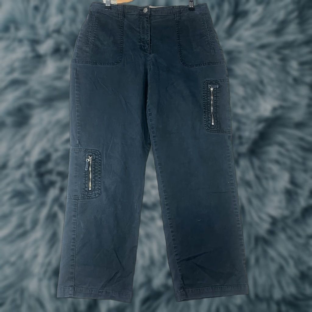 Vintage Chico's Pants Cargo Style Pockets Women’s Size 2 Black Straight Front Zipper Button Cotton Spandex Regular Size 26" / US 2 / IT 38 - 1 Thumbnail
