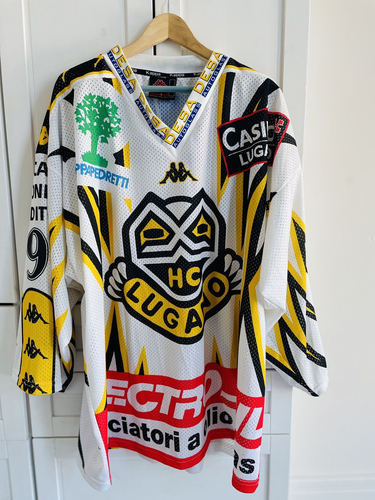 Image of Hc Lugano Swiss Hockey Jersey X Kappa Igor Fedulov, Men's (Size XL)