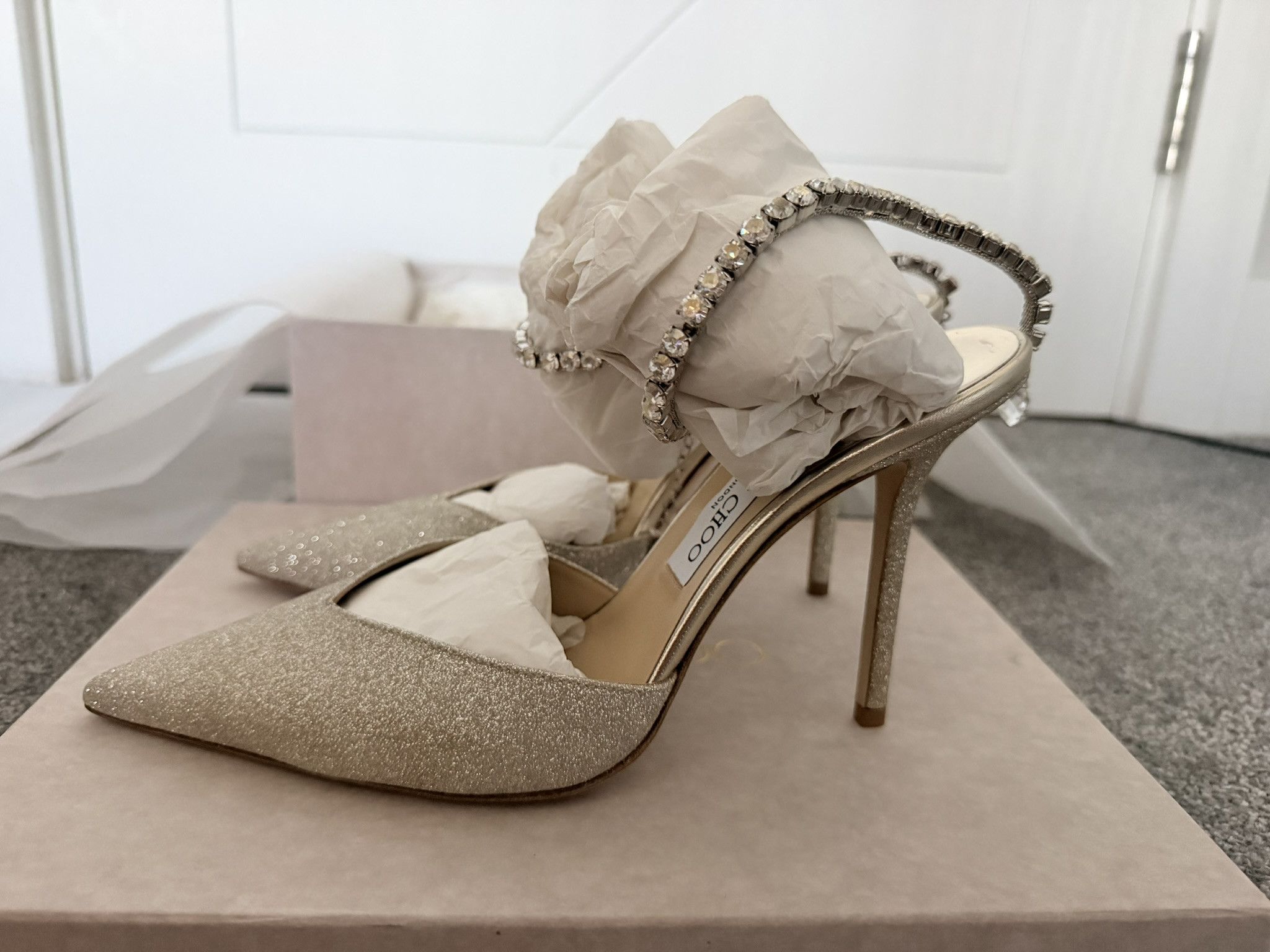 Jimmy Choo Jimmy Choo Saeda 40 Platinum Ice Crystal Size US 10 / IT 40 - 4 Thumbnail