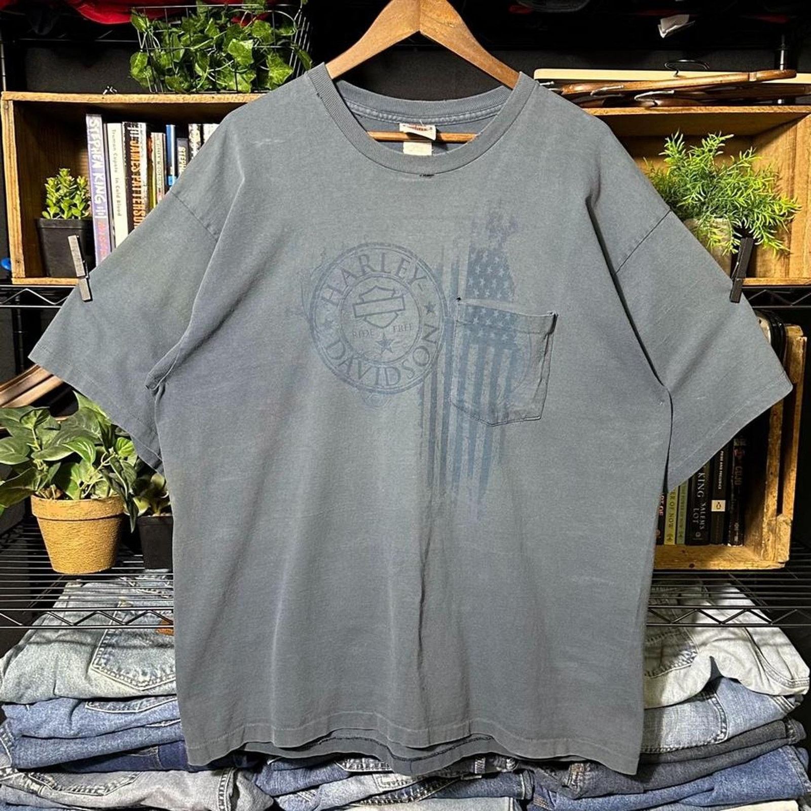 Harley Davidson Vintage Harley Davidson Single Stitch Faded Biker Tee Shirt Size US XXL / EU 58 / 5 - 1 Thumbnail