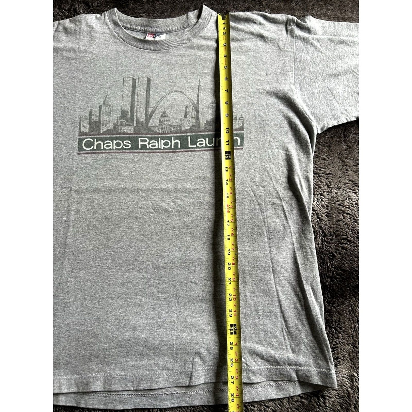 Chaps Chaps Ralph Lauren City Scape Shirt 90s Men L Gray T-Shirt Short Sleeve Vintage? Size US L / EU 52-54 / 3 - 6 Thumbnail