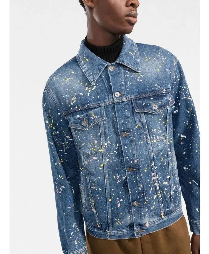 Off-White o1gr1nt1124 Paint Skate Denim Jacket in Blue Size US XS / EU 42 / 0 - 4 Thumbnail