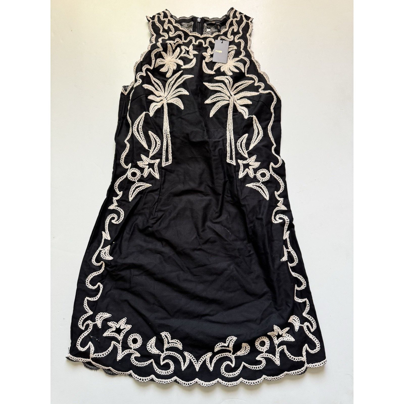 Maje Maje Ralmeraie Cotton Embroidered Mini Dress size L 40 Black Size L / US 10 / IT 46 - 2 Thumbnail