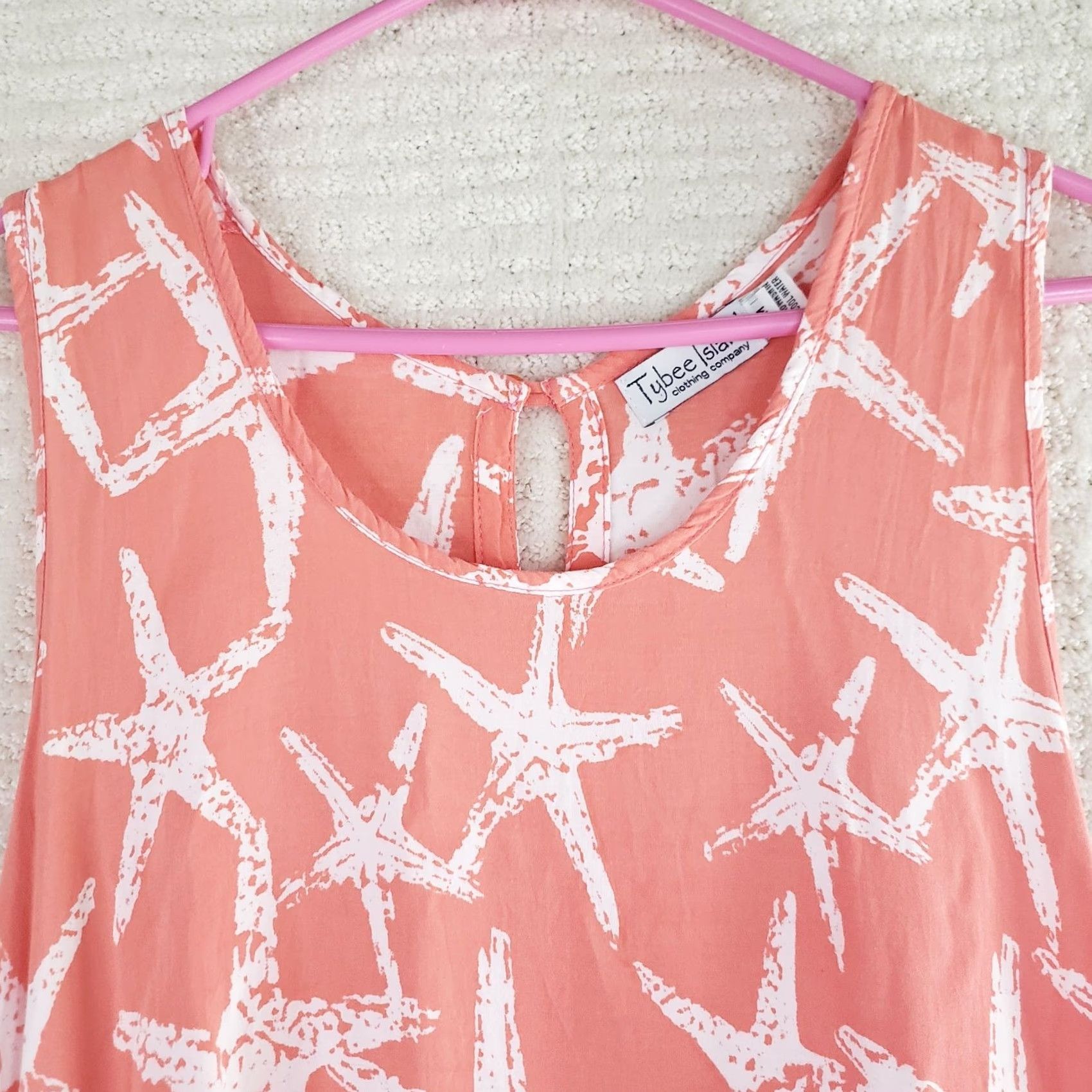 Vintage VINTAGE Tybee Island Clothing Co. Womens M Coral Starfish Sleeveless Summer Dress Beach Size M / US 6-8 / IT 42-44 - 5 Thumbnail