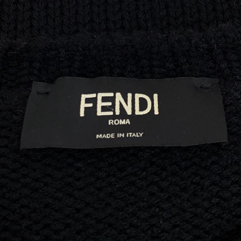 Fendi FENDI Black logo letter inlaid crewneck long-sleeve knit s Size US M / EU 48-50 / 2 - 6 Thumbnail