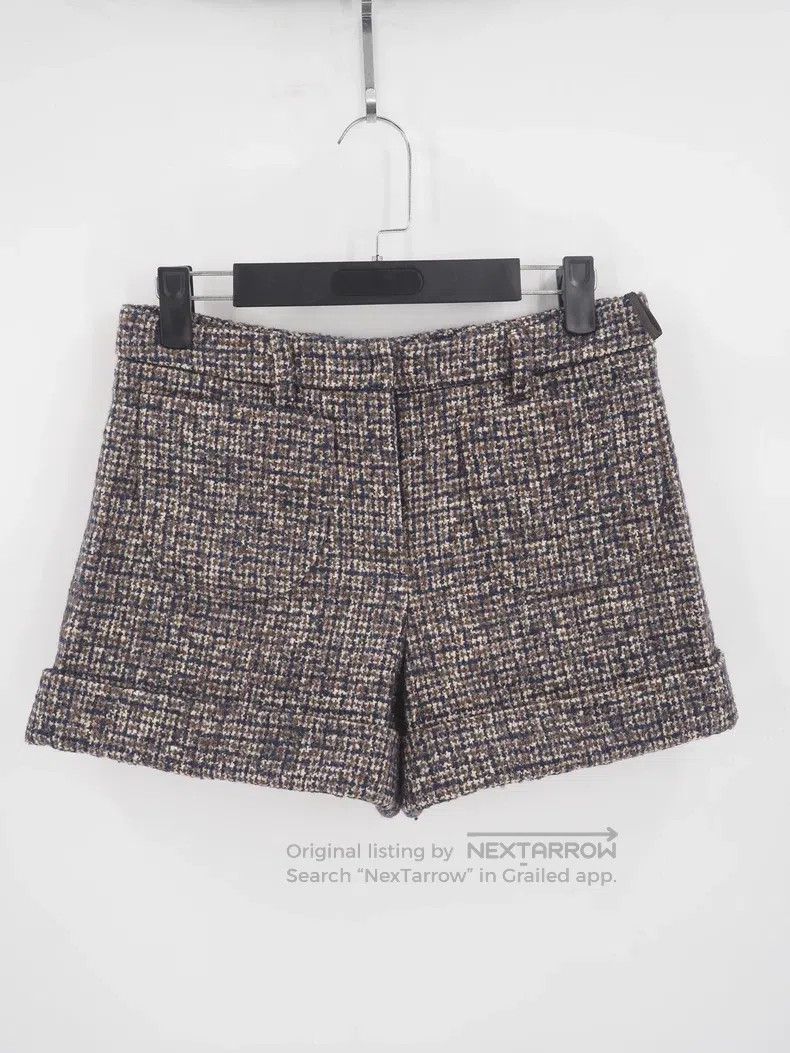 Miu Miu Miu Miu Grey Coarse Tweed Wool Shorts Size 35" - 1 Thumbnail