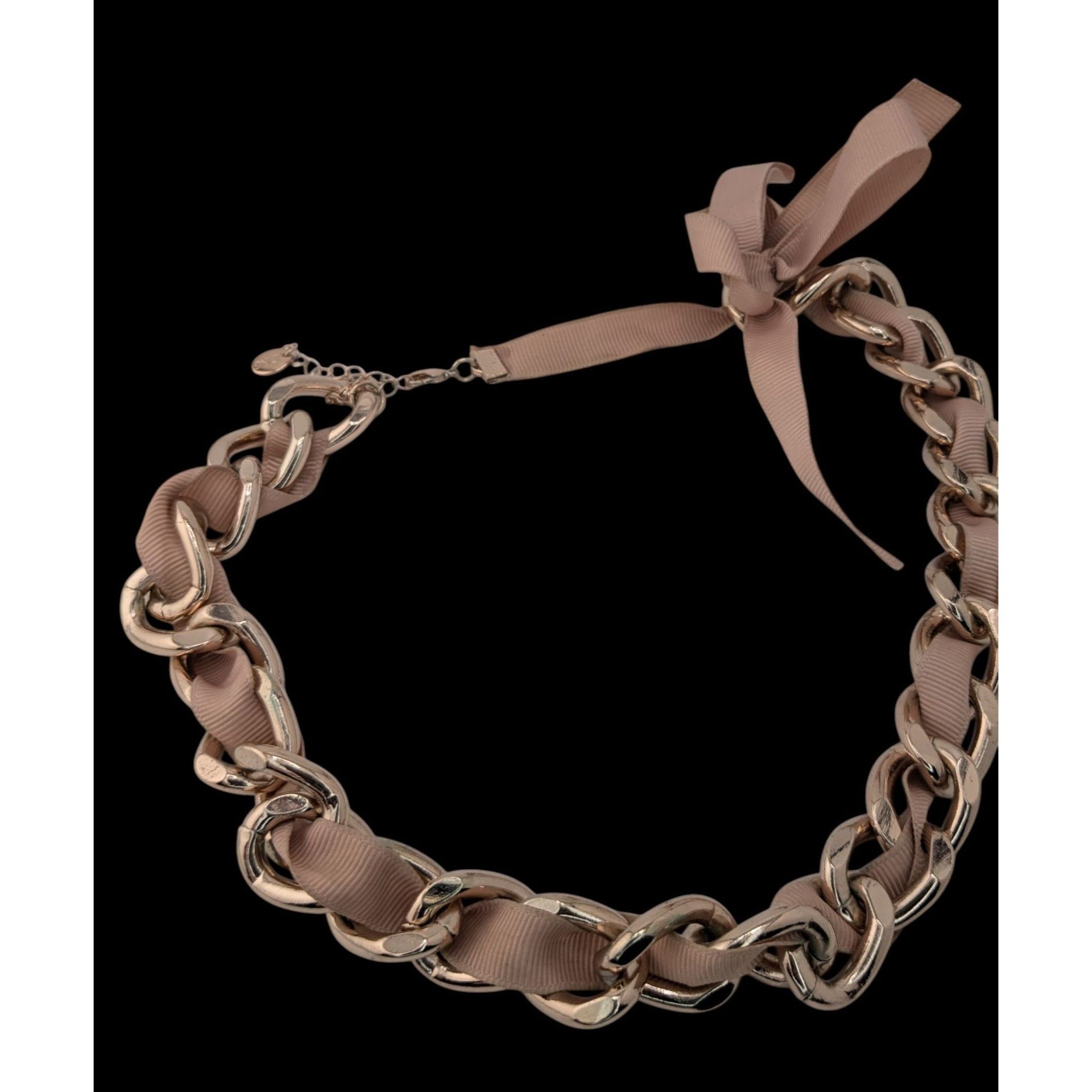 Other Y2K Icing Ribbon & Chain Rose Gold Tone Statement Necklace Size ONE SIZE - 2 Thumbnail