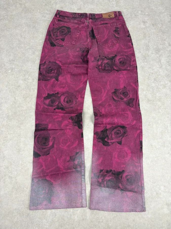 Just Cavalli 2000s Roberto Cavalli Purple Blossum Floral Pants Size 28" / US 6 / IT 42 - 6 Thumbnail