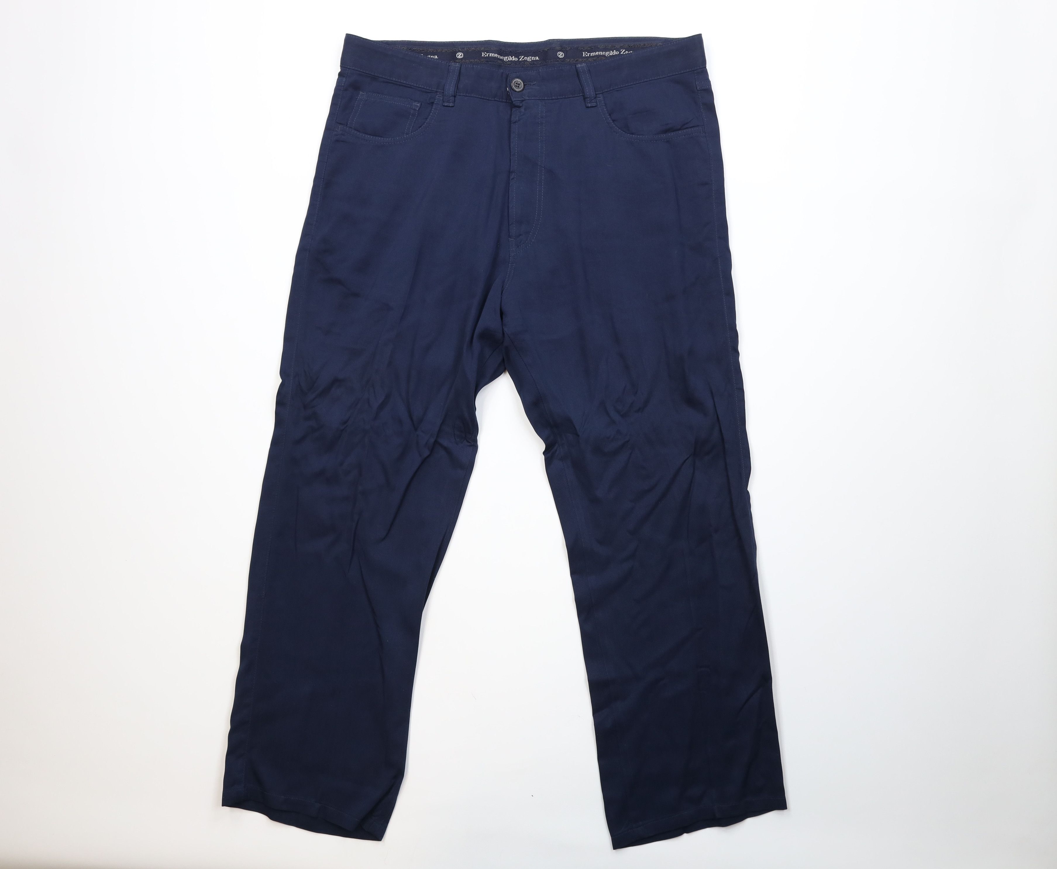 Ermenegildo Zegna Vintage Ermenegildo Zegna Rayon Gabardine Pants Navy Blue Size US 38 / EU 54 - 1 Thumbnail