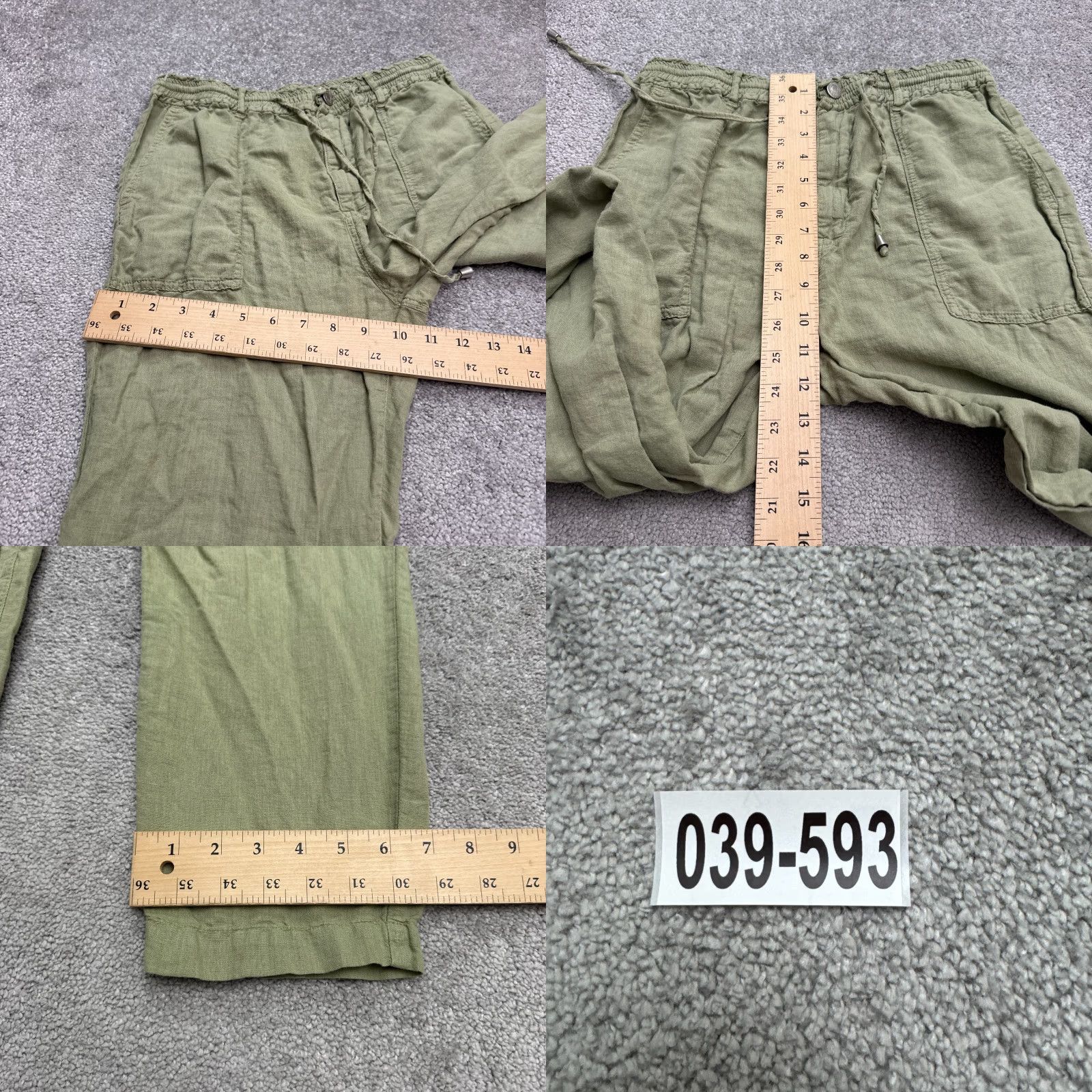 Zara Zara Pants Womens Linen Ankle Straight Leg Elastic Waist Green Medium Casual Travel Size 32" / US 10 / IT 46 - 9 Thumbnail