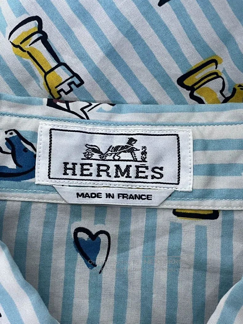 Hermes Hermes Blue Striped Horse Head Printed Shirt Top Size XS / US 0-2 / IT 36-38 - 4 Thumbnail